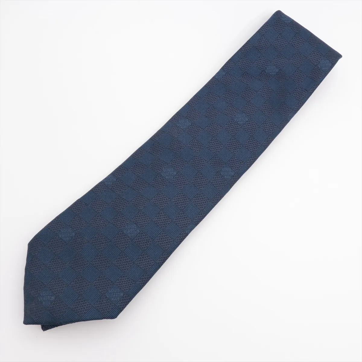 silk tie, navy, with some wear,