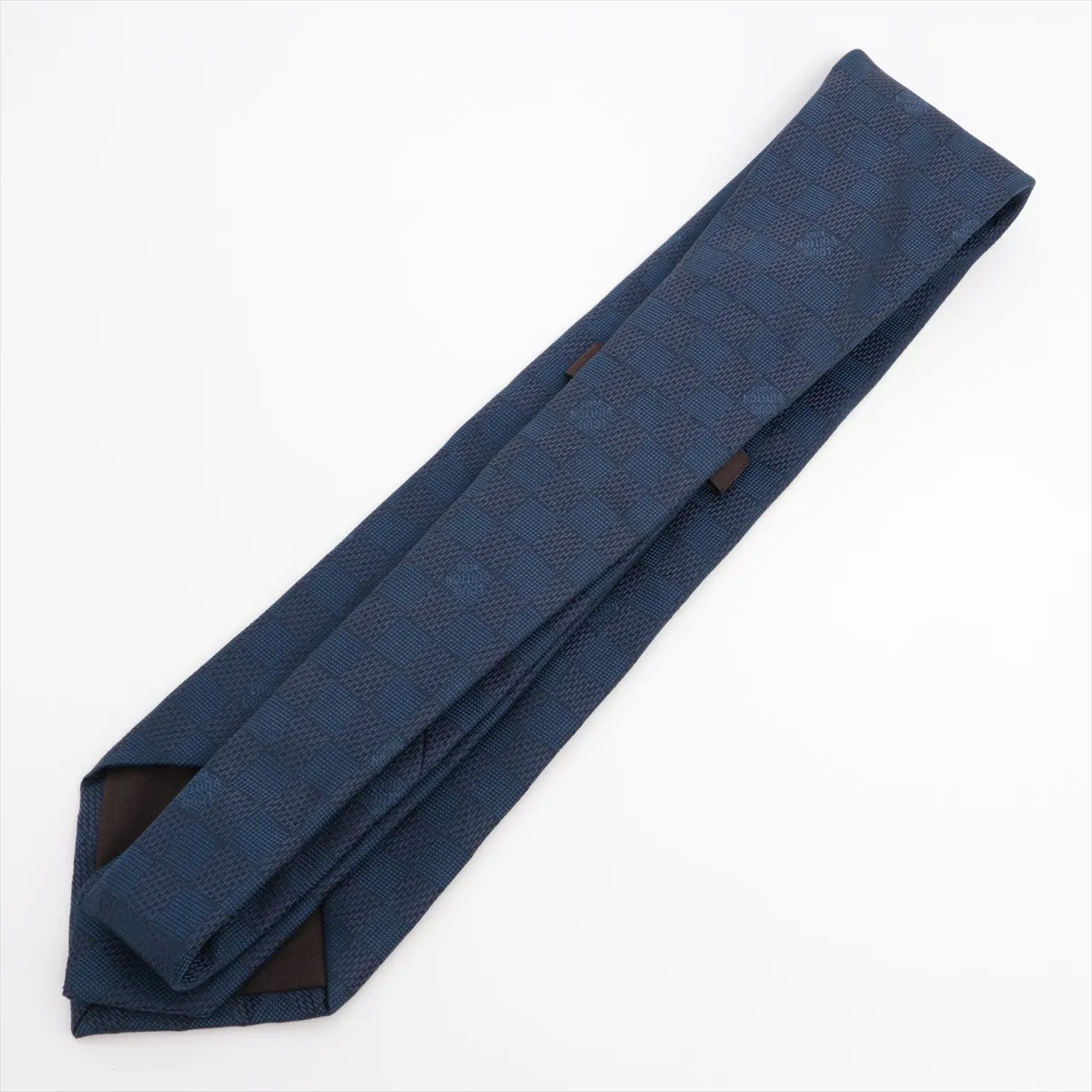 silk tie, navy, with some wear, — view 2