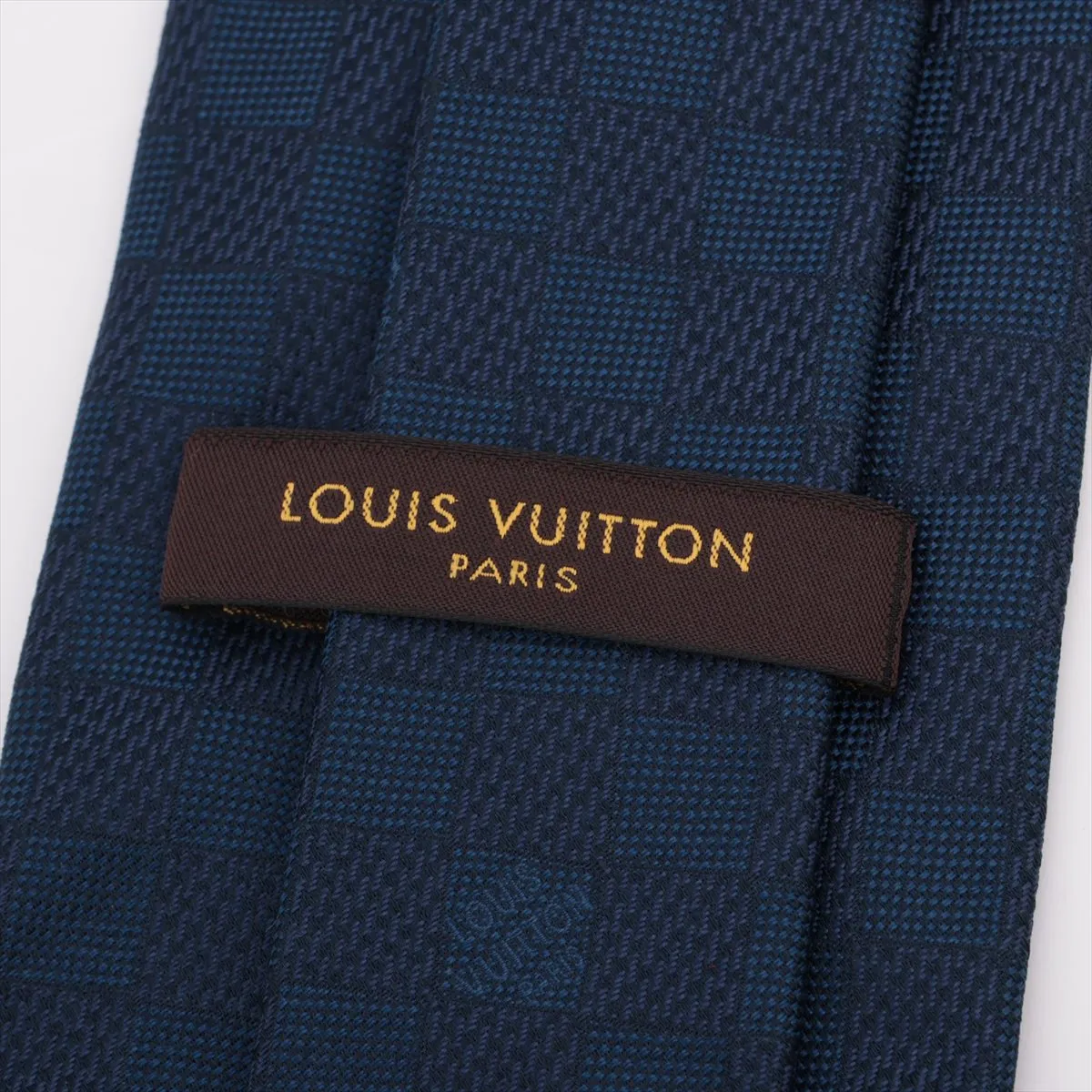 silk tie, navy, with some wear, — view 3