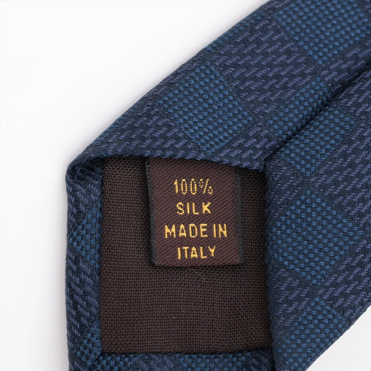 silk tie, navy, with some wear, — view 4