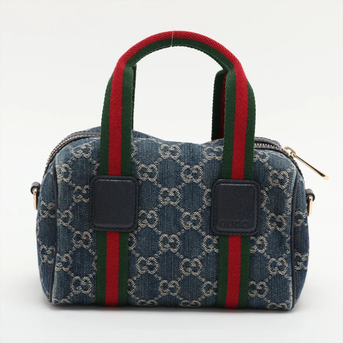 GG Denim 859975 Denim x Leather 2-Way Handbag, Navy — view 2