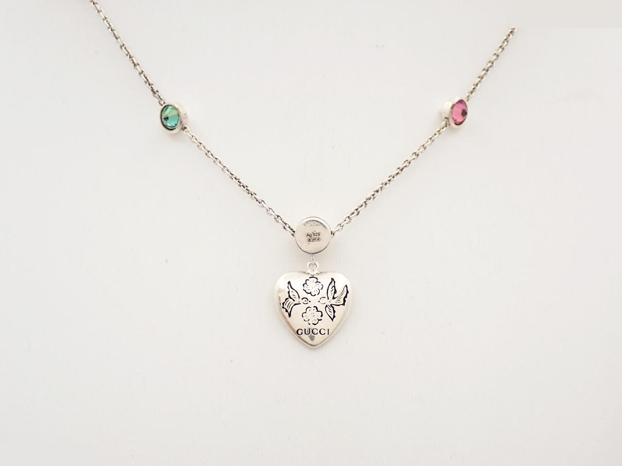 Silver necklace with colored gemstones, chain approximately 42cm long, 925 sterling silver, 10.8g — view 2