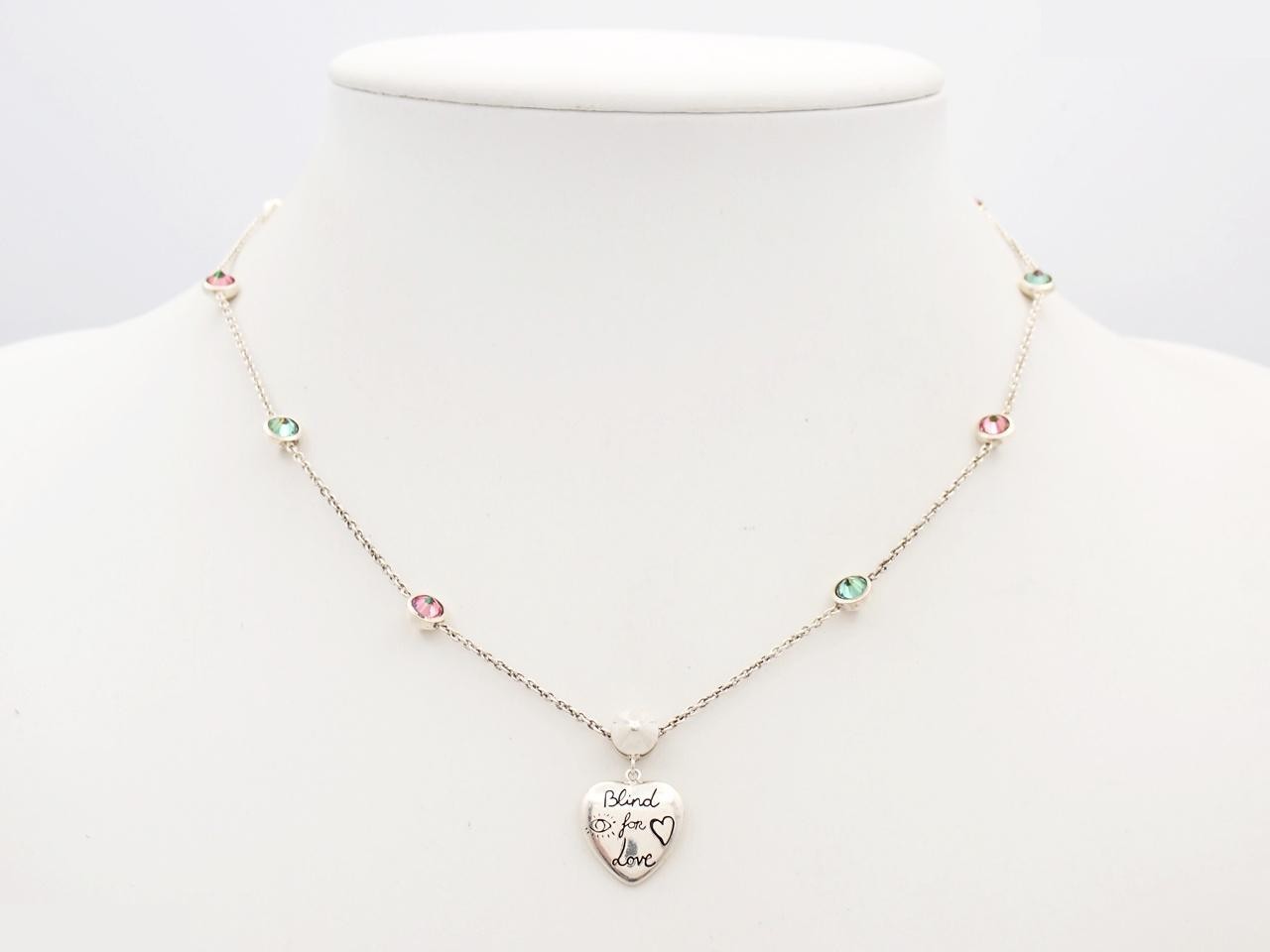 Silver necklace with colored gemstones, chain approximately 42cm long, 925 sterling silver, 10.8g — view 4