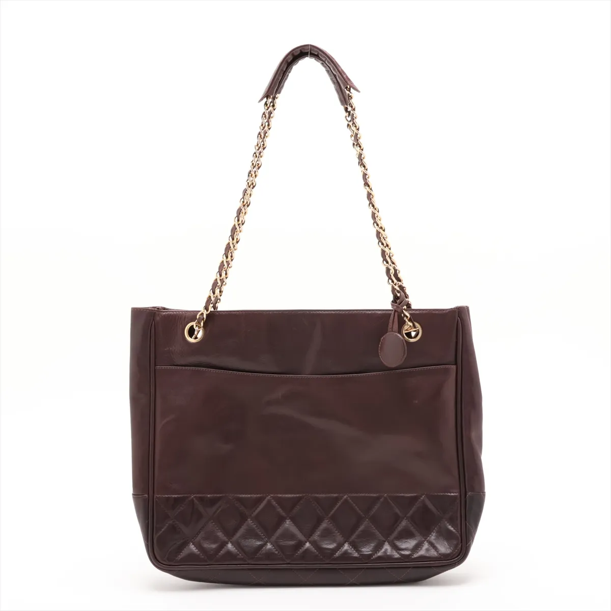 Matelassé Lambskin Chain Shoulder Bag, Brown with Gold Hardware, 165844 (Serial Number 0)