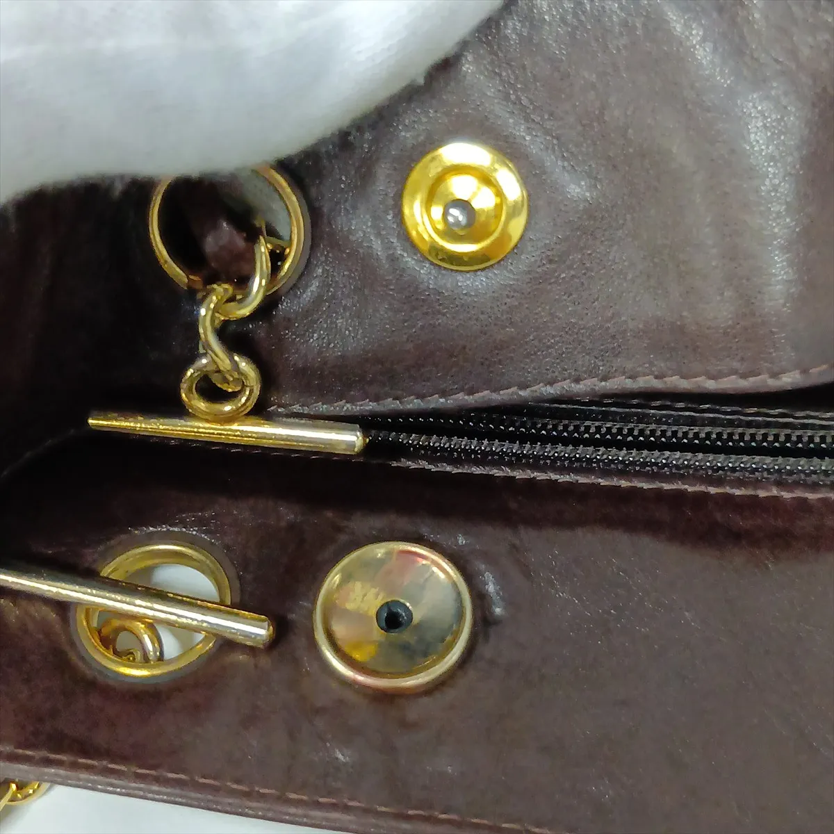Matelassé Lambskin Chain Shoulder Bag, Brown with Gold Hardware, 165844 (Serial Number 0) — view 13
