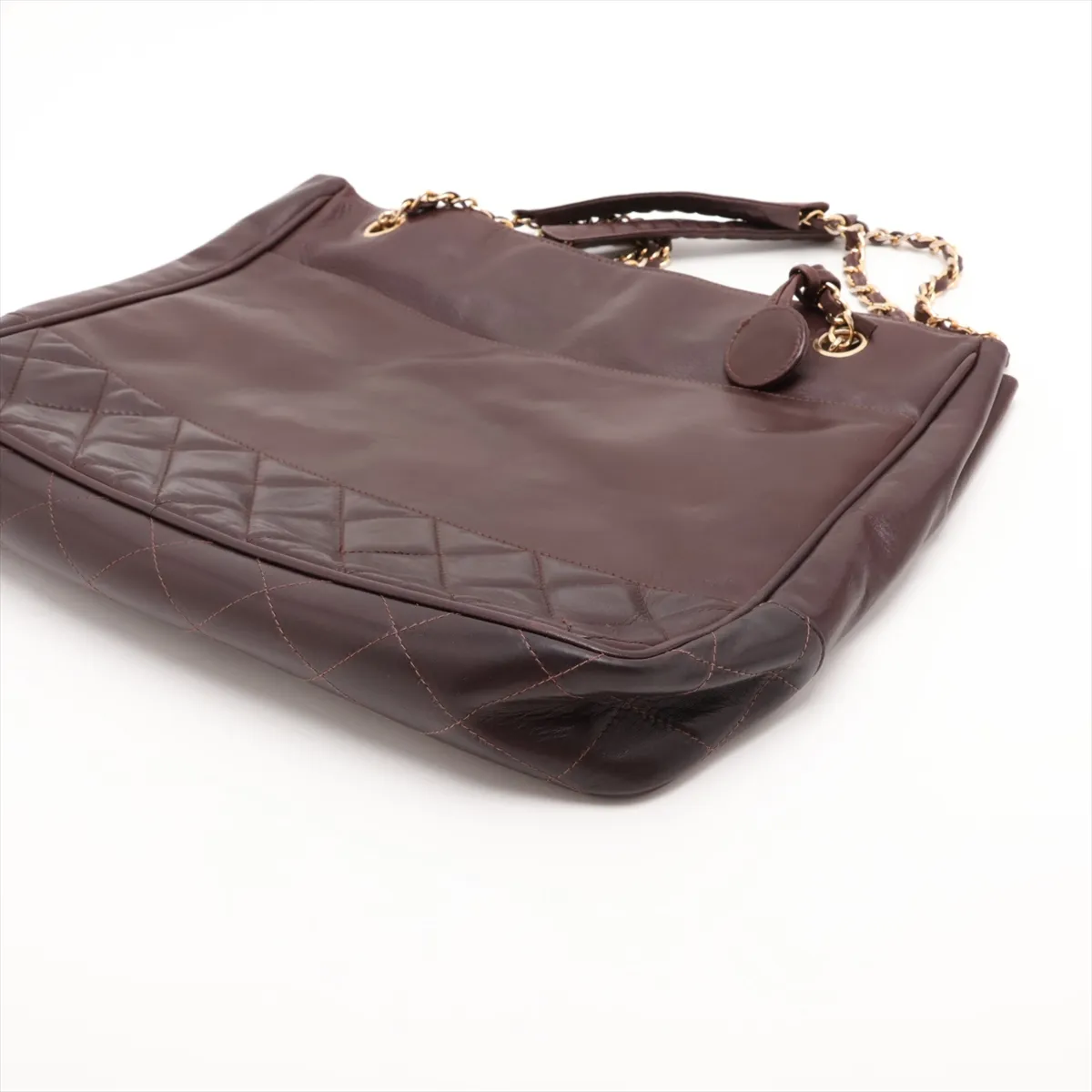 Matelassé Lambskin Chain Shoulder Bag, Brown with Gold Hardware, 165844 (Serial Number 0) — view 3