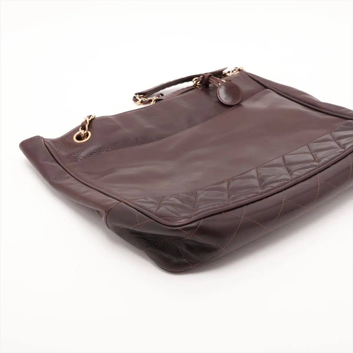 Matelassé Lambskin Chain Shoulder Bag, Brown with Gold Hardware, 165844 (Serial Number 0) — view 4