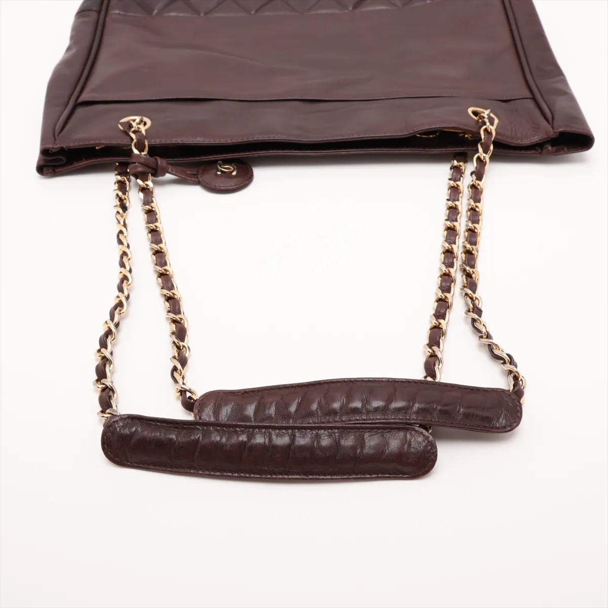 Matelassé Lambskin Chain Shoulder Bag, Brown with Gold Hardware, 165844 (Serial Number 0) — view 5
