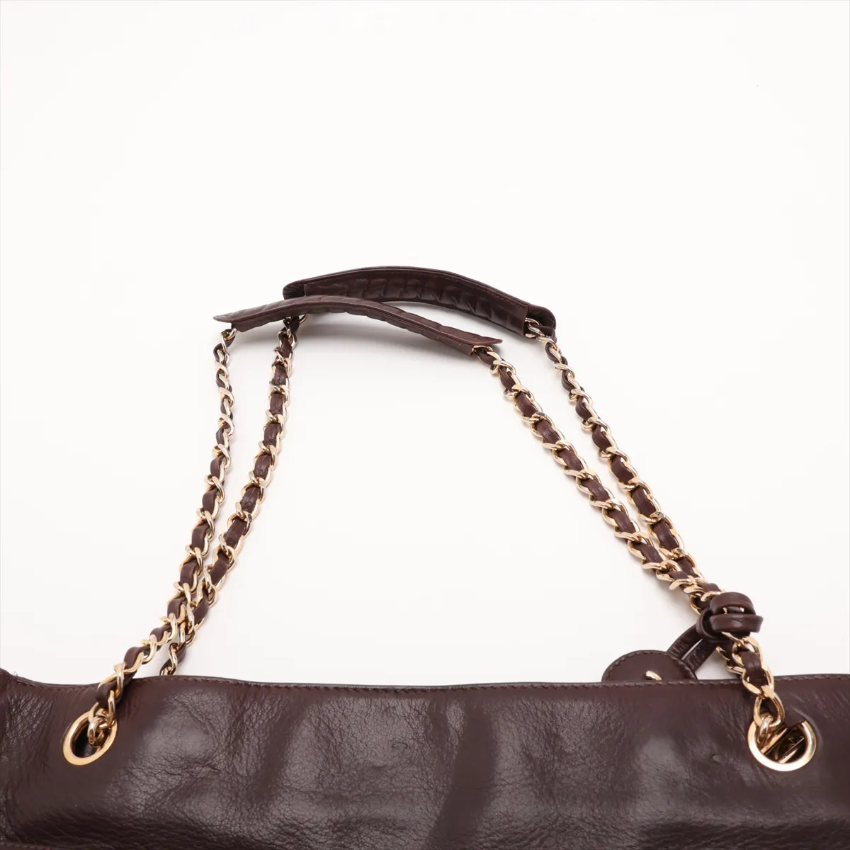 Matelassé Lambskin Chain Shoulder Bag, Brown with Gold Hardware, 165844 (Serial Number 0) — view 6