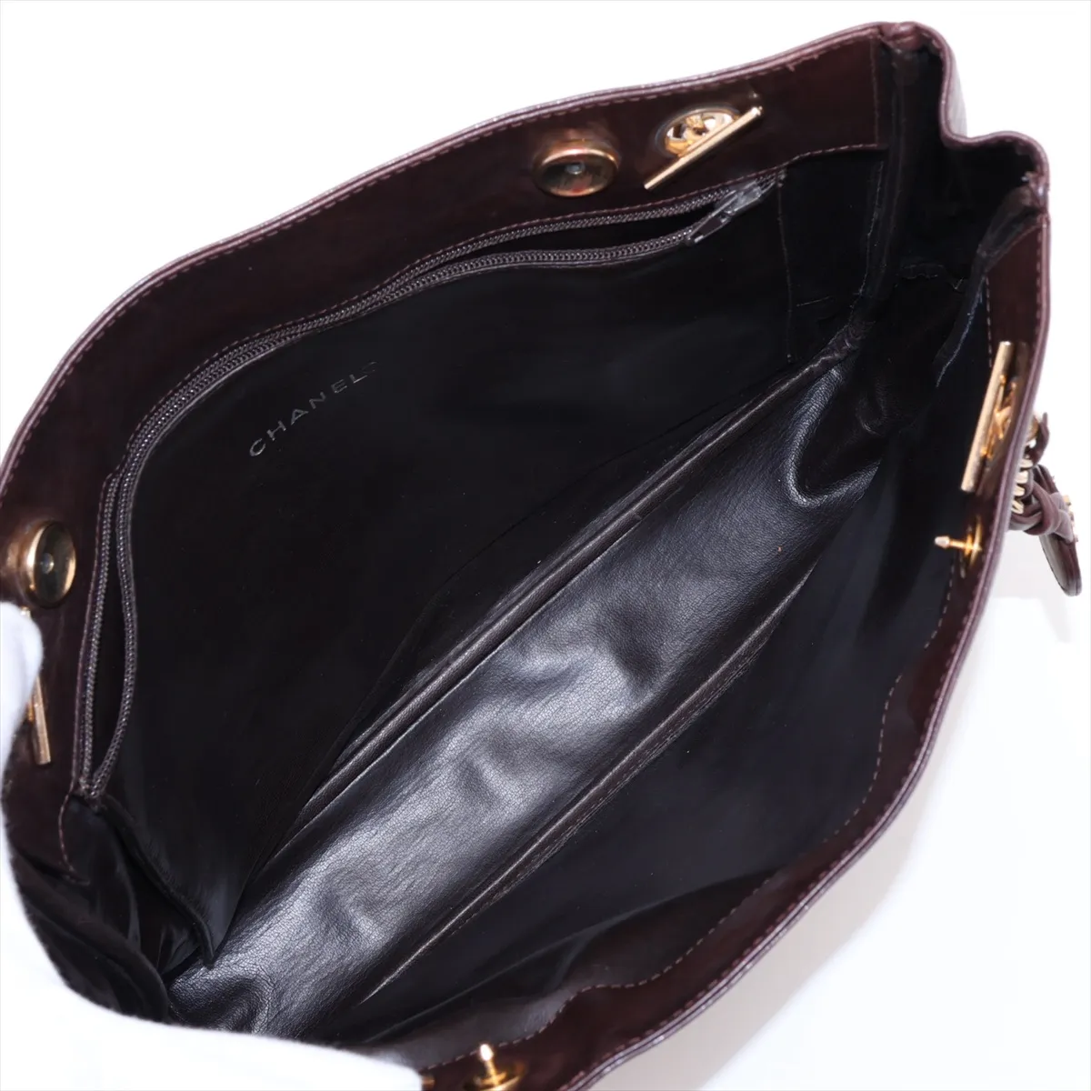 Matelassé Lambskin Chain Shoulder Bag, Brown with Gold Hardware, 165844 (Serial Number 0) — view 7
