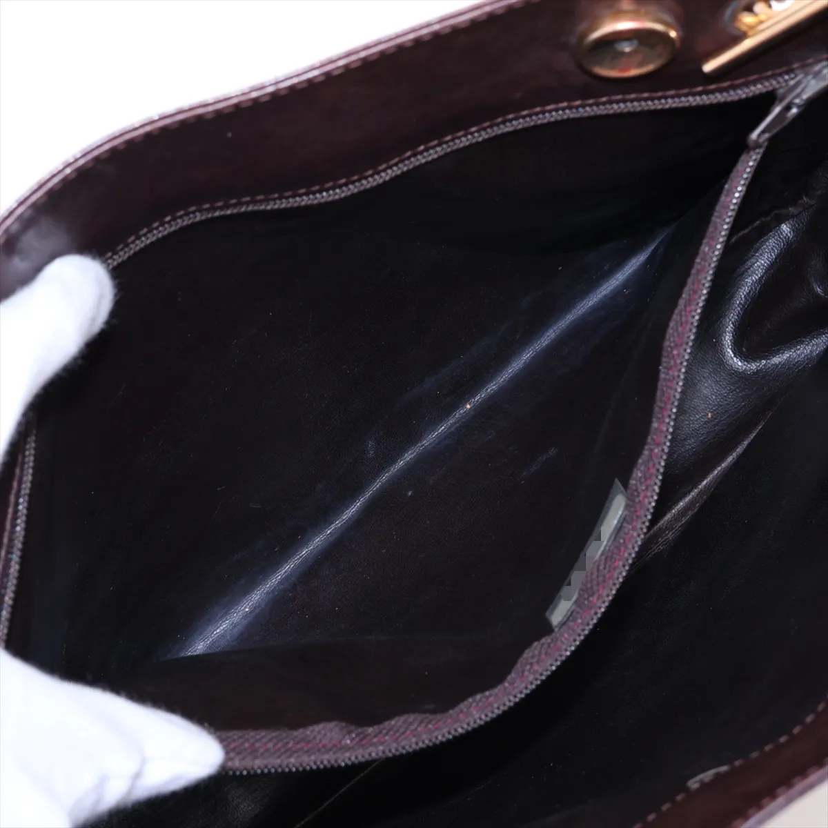 Matelassé Lambskin Chain Shoulder Bag, Brown with Gold Hardware, 165844 (Serial Number 0) — view 8
