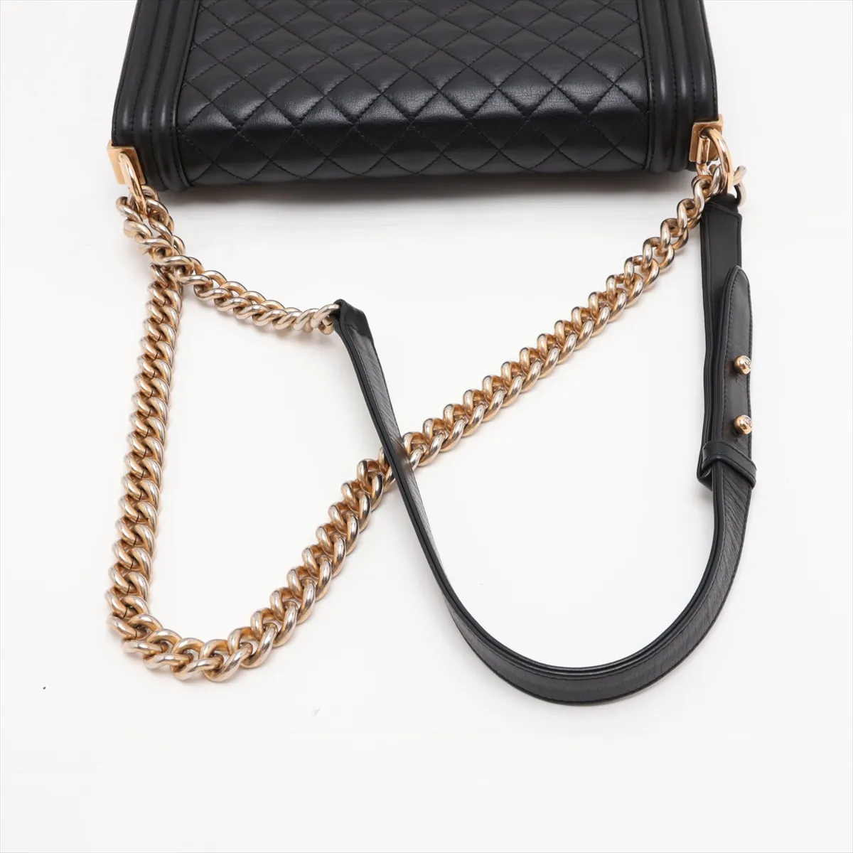 Boy Chanel 28 Large Lambskin Chain Shoulder Bag, Black with Gold Hardware, 20513887, Serial Number in the 20s, A92193 — view 5