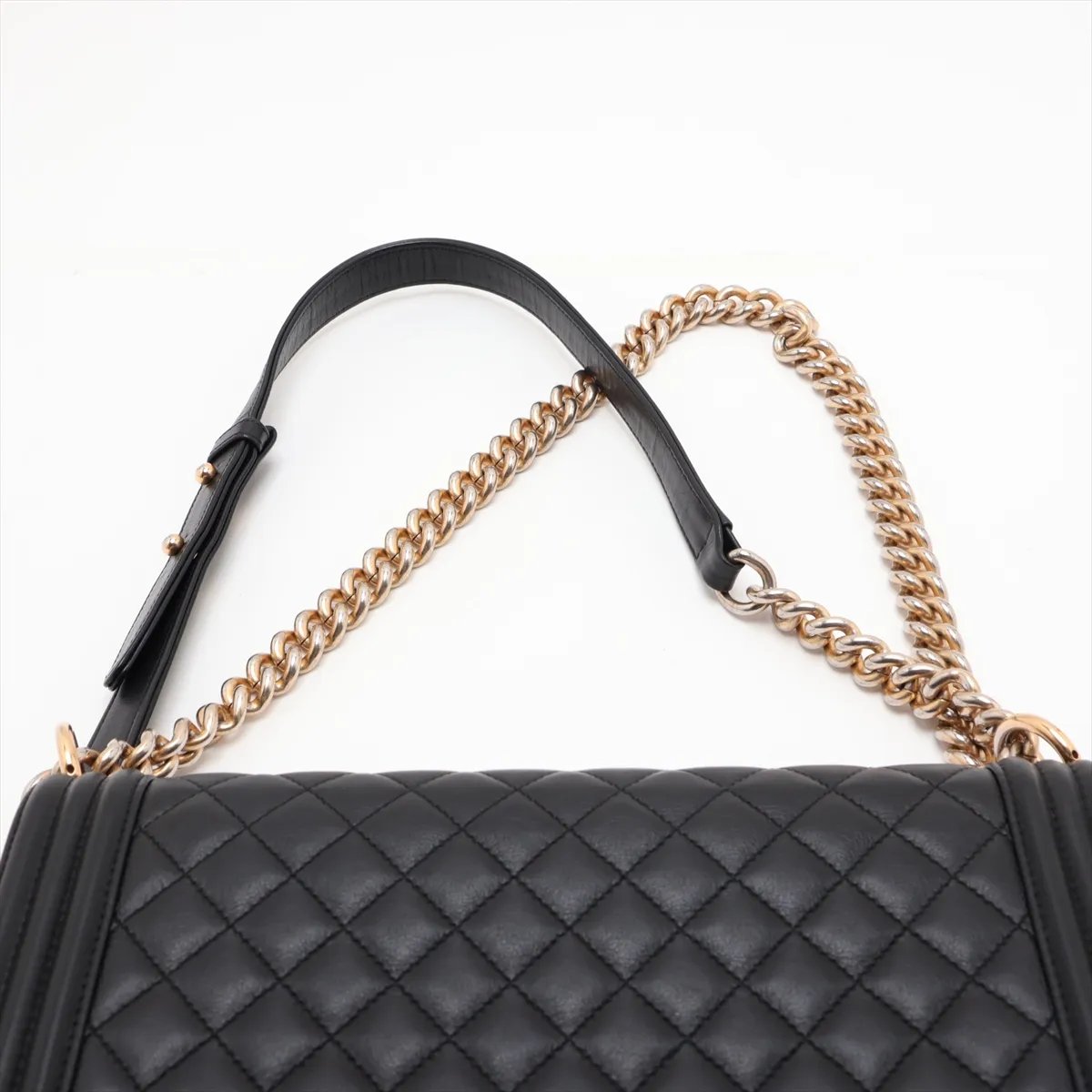 Boy Chanel 28 Large Lambskin Chain Shoulder Bag, Black with Gold Hardware, 20513887, Serial Number in the 20s, A92193 — view 6