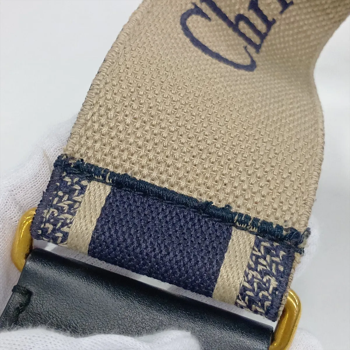 Oblique Saddle Bag, Canvas x Leather, 2-Way Shoulder Bag, Navy — view 12