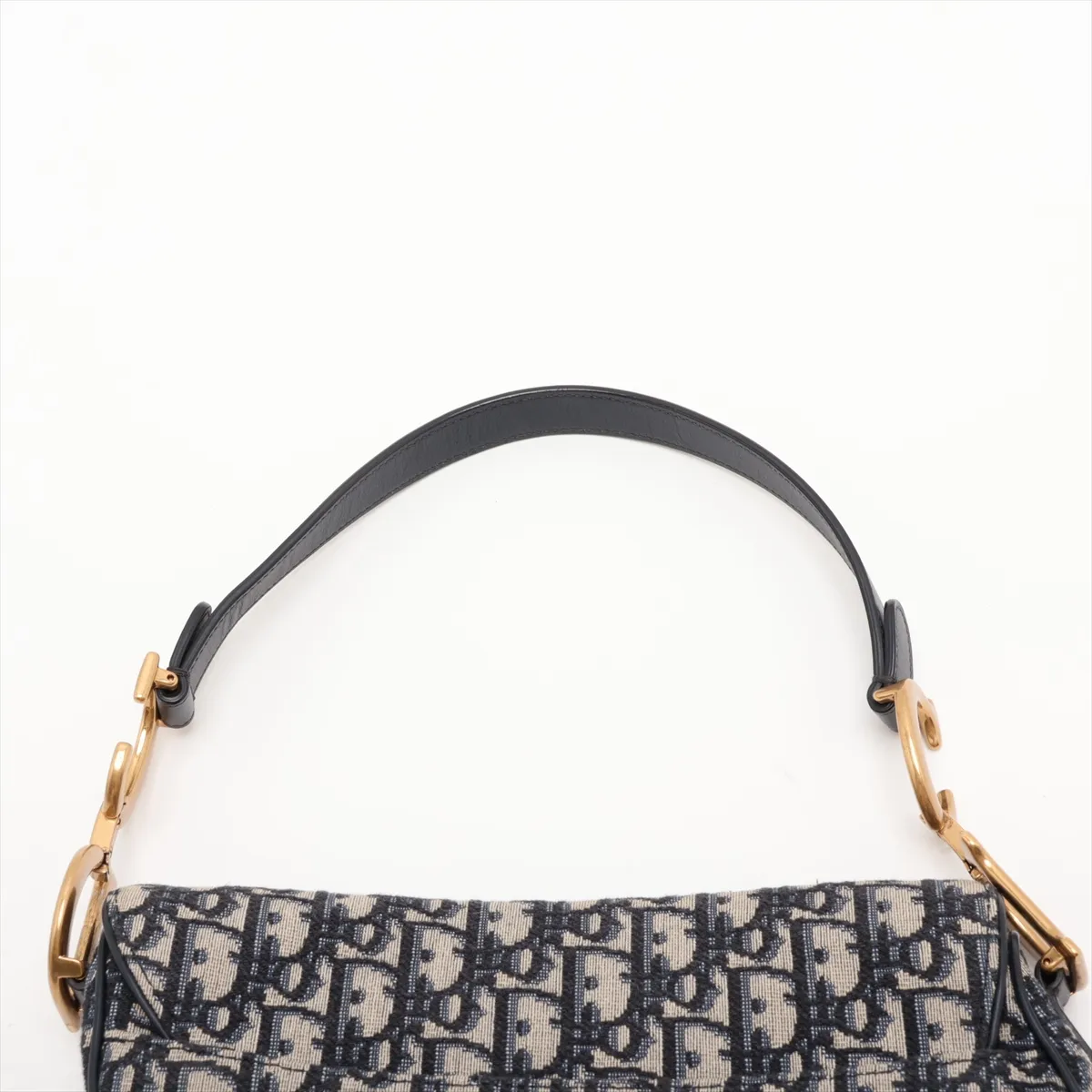 Oblique Saddle Bag, Canvas x Leather, 2-Way Shoulder Bag, Navy — view 6
