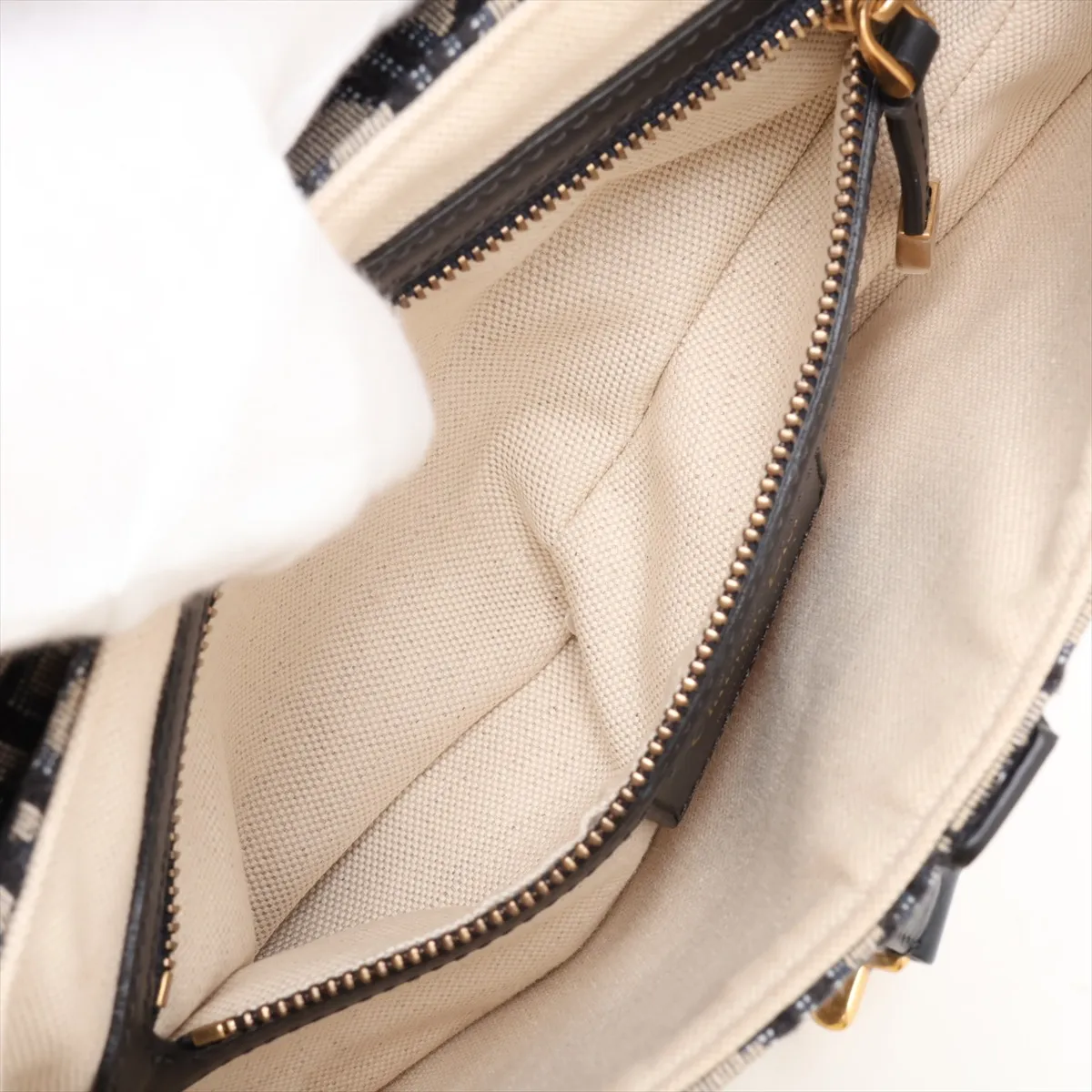 Oblique Saddle Bag, Canvas x Leather, 2-Way Shoulder Bag, Navy — view 9