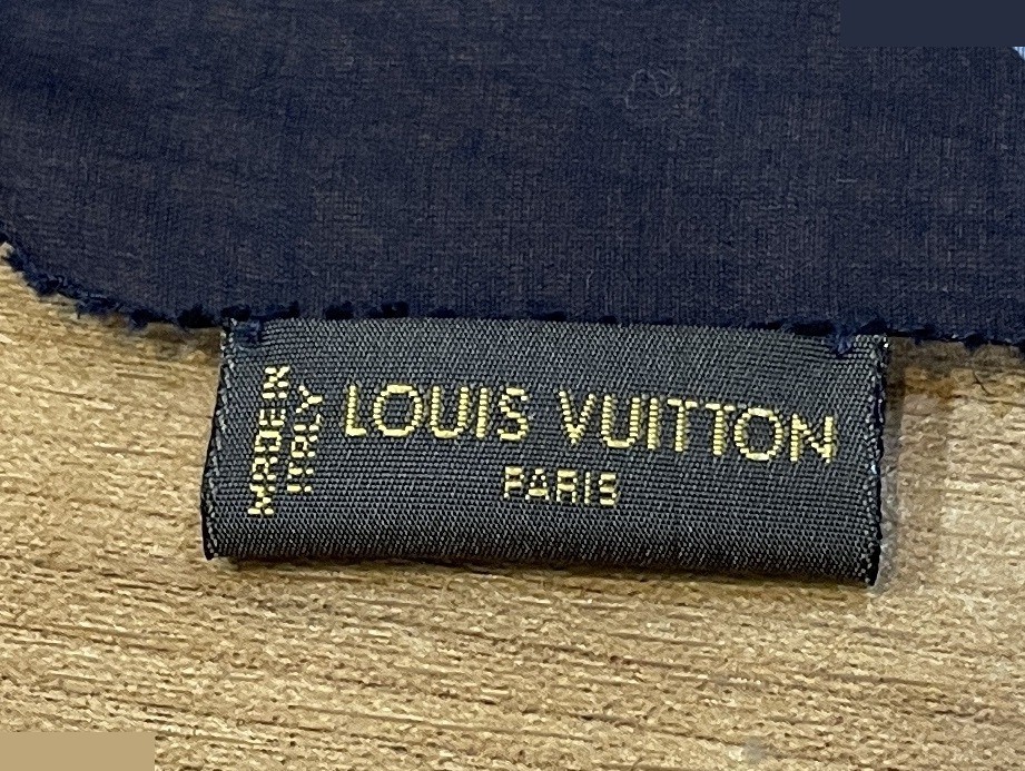 Bandeau Monogram Cotton/Silk Scarf, Navy, 128 x 22 cm — view 7