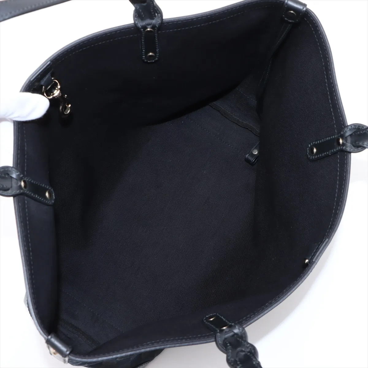 GG Canvas x Leather Tote Bag Black 247209 — view 7