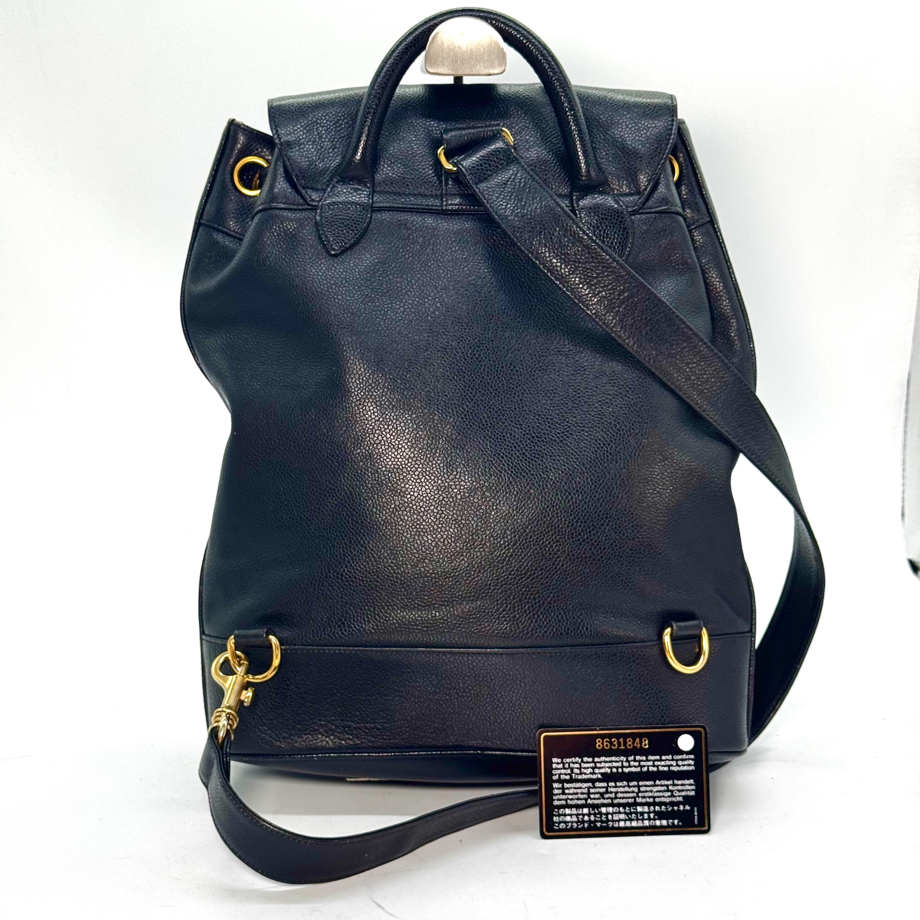 Caviar Skin Coco Mark Drawstring One-Shoulder Bag, Black, No Serial Number Sticker, with Guarantee Card, 8631848 Shoulder Bag — view 2