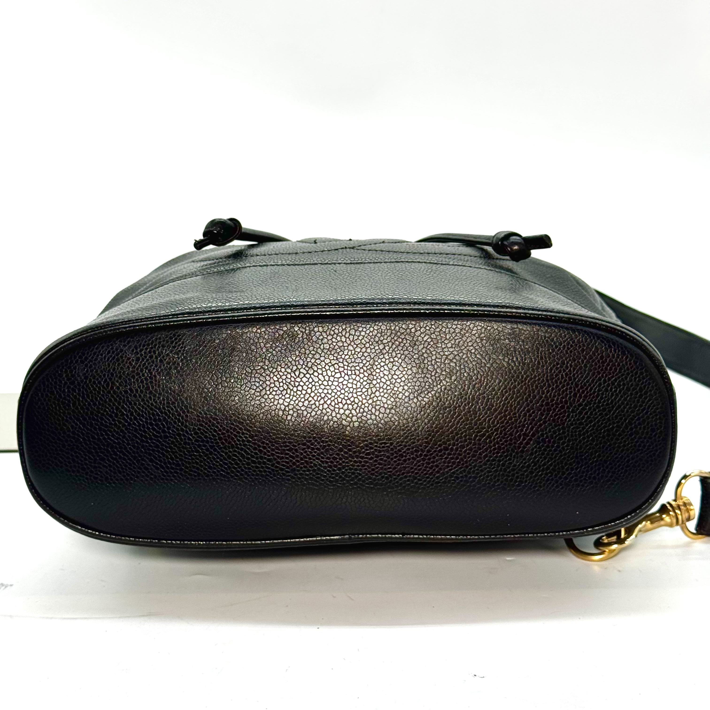 Caviar Skin Coco Mark Drawstring One-Shoulder Bag, Black, No Serial Number Sticker, with Guarantee Card, 8631848 Shoulder Bag — view 4