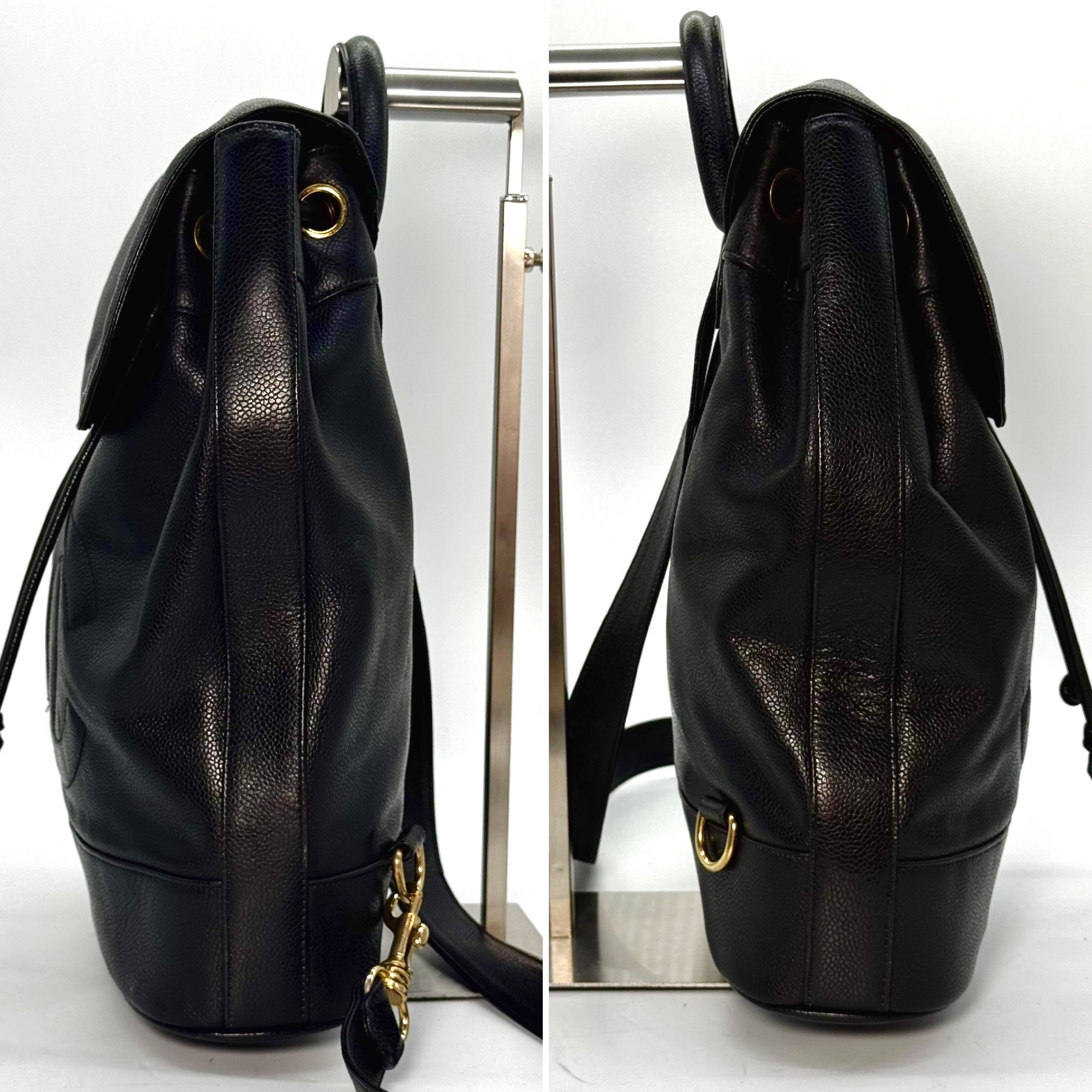 Caviar Skin Coco Mark Drawstring One-Shoulder Bag, Black, No Serial Number Sticker, with Guarantee Card, 8631848 Shoulder Bag — view 6