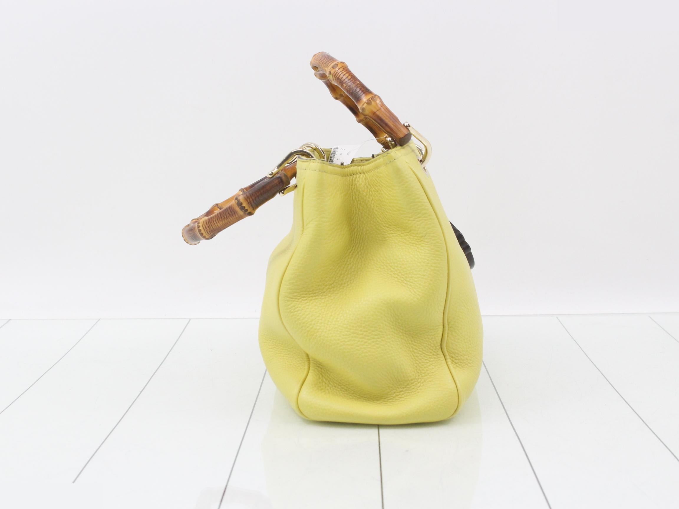 Authentic Gucci 2-Way Shoulder Bag, Women's, Bamboo Shopper, Yellow — view 4