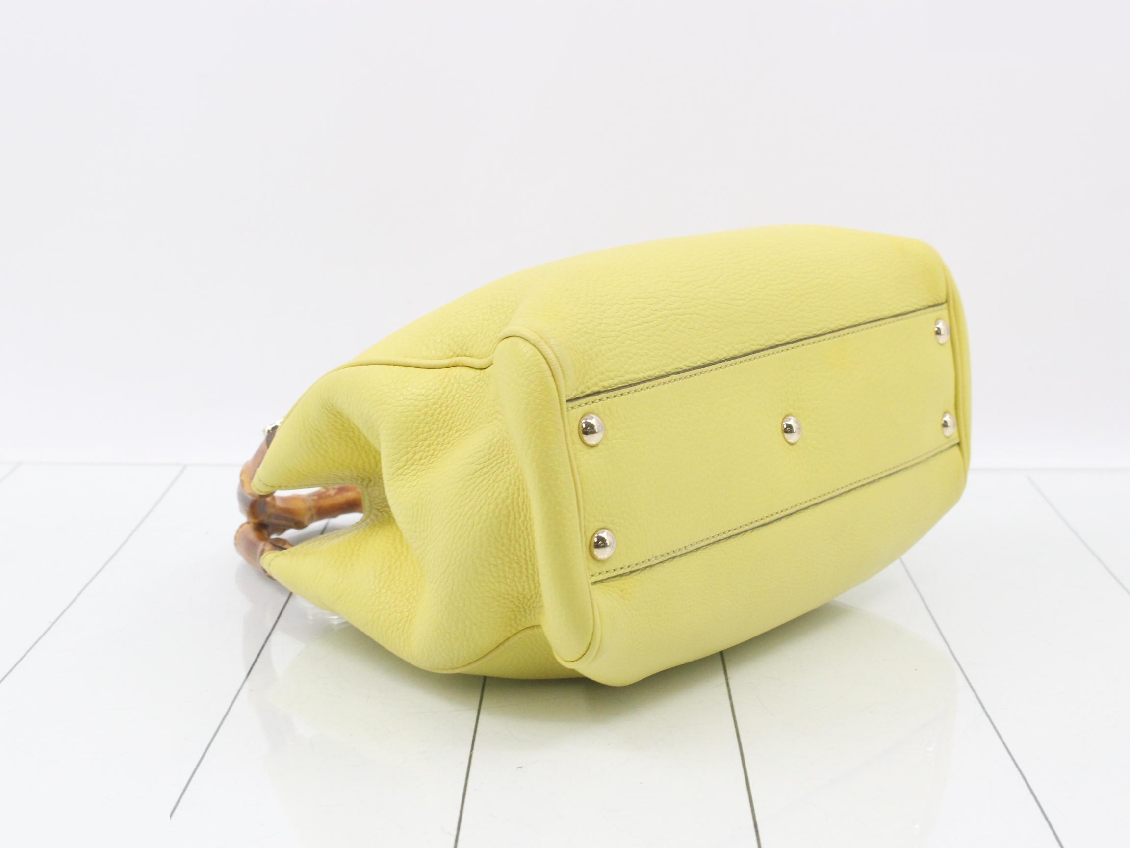 Authentic Gucci 2-Way Shoulder Bag, Women's, Bamboo Shopper, Yellow — view 5