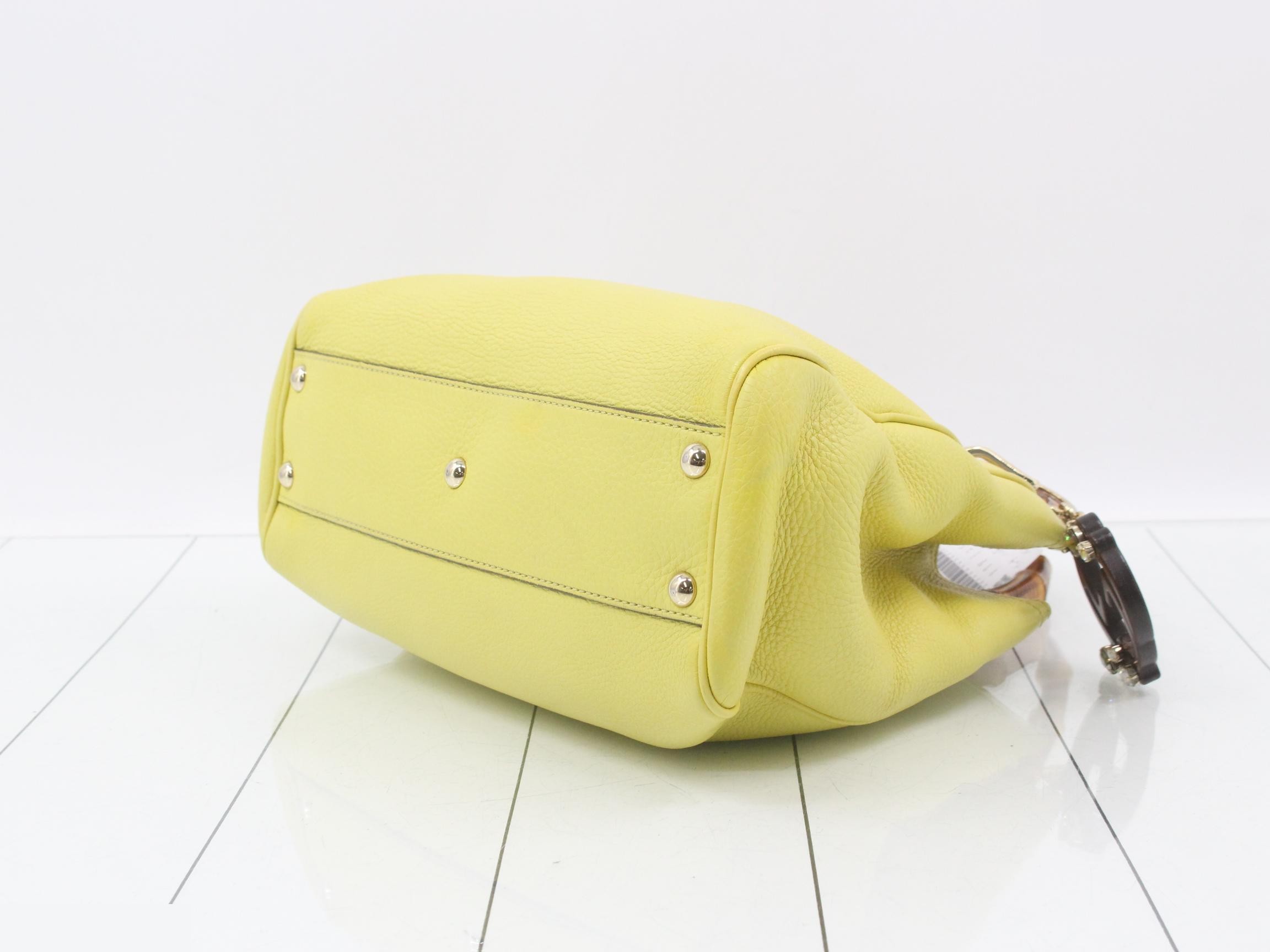 Authentic Gucci 2-Way Shoulder Bag, Women's, Bamboo Shopper, Yellow — view 6