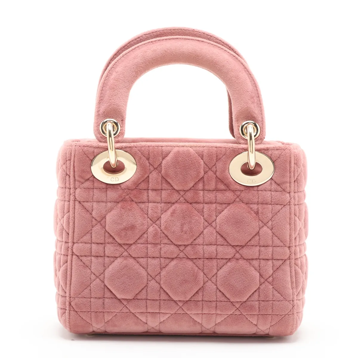 Cannage Lady Dior Mini Velour x Leather 2-Way Handbag Pink — view 2