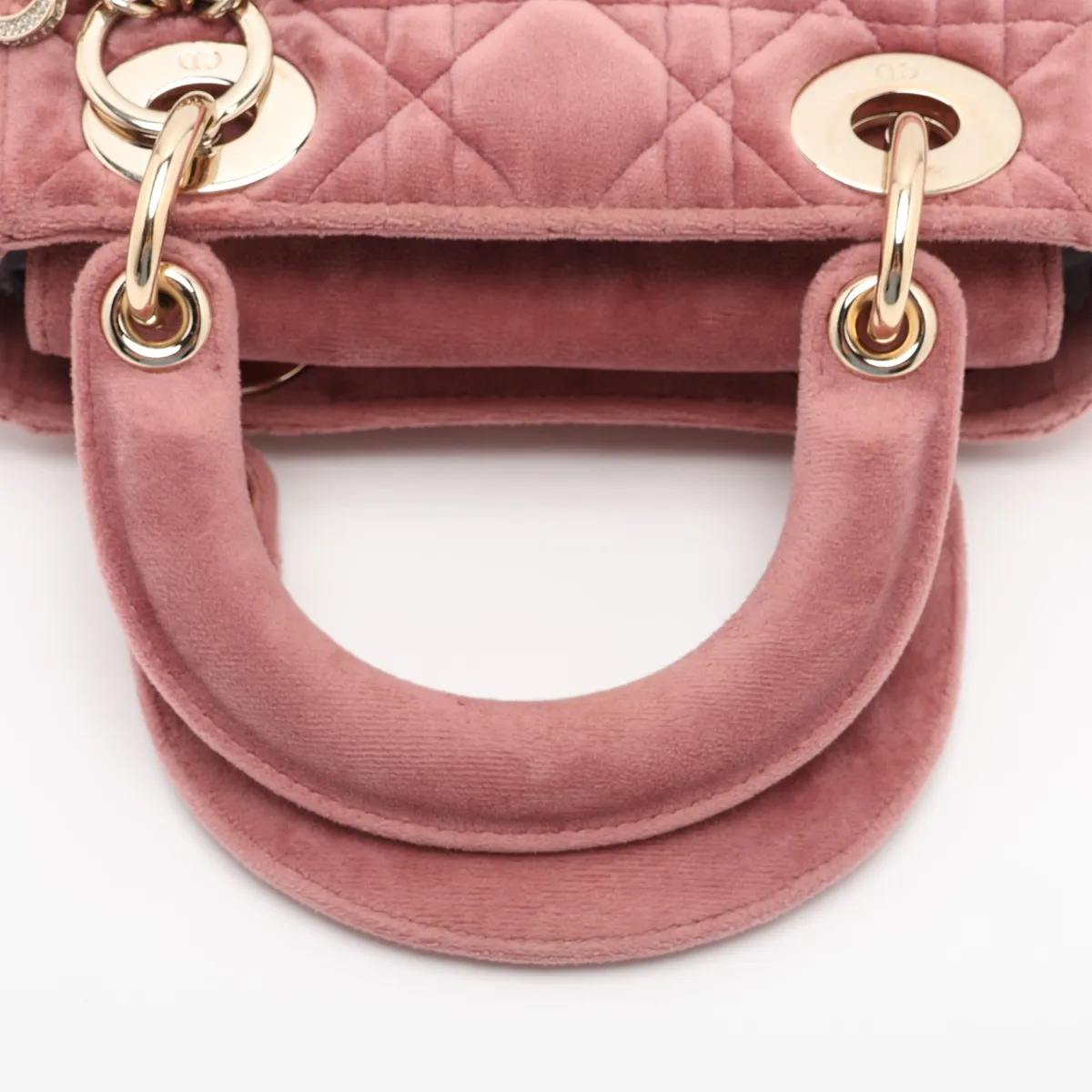 Cannage Lady Dior Mini Velour x Leather 2-Way Handbag Pink — view 5