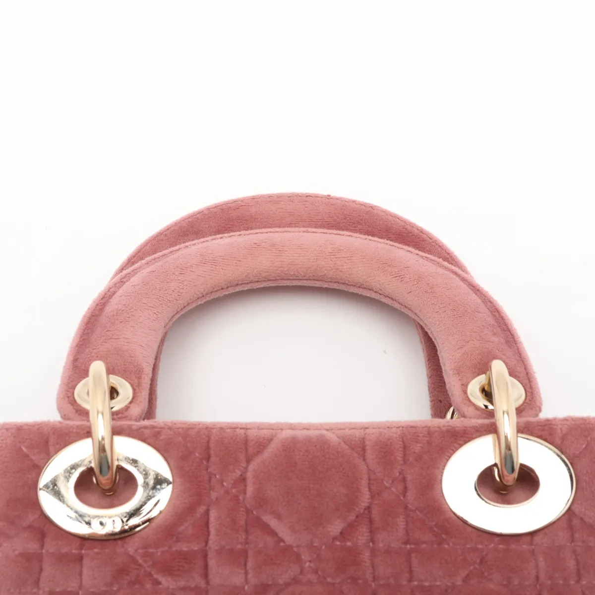 Cannage Lady Dior Mini Velour x Leather 2-Way Handbag Pink — view 6