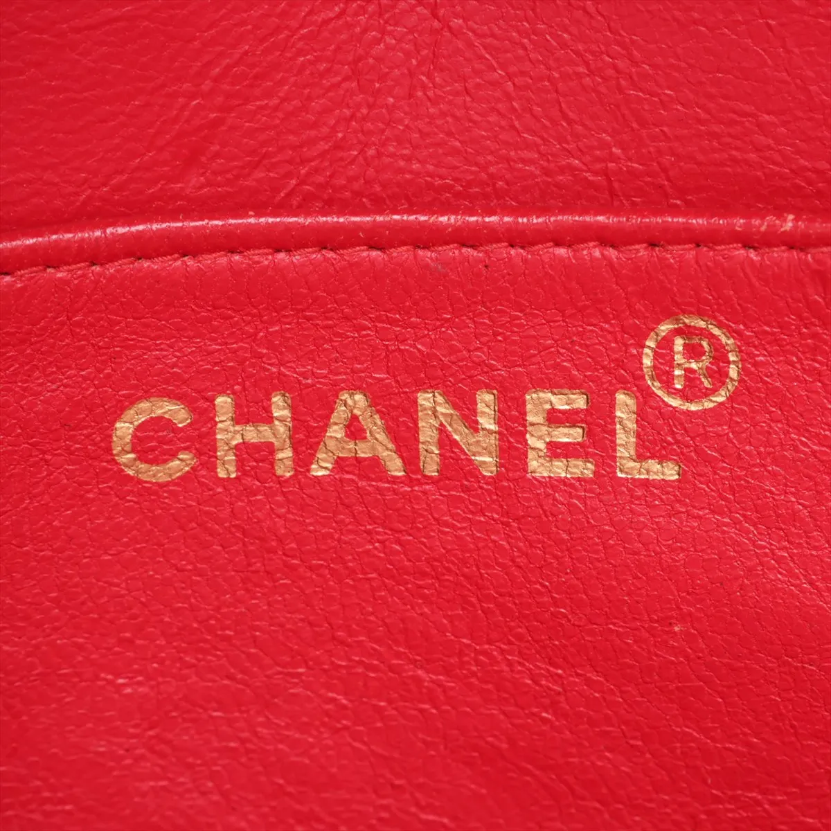 Matelassé Lambskin Chain Shoulder Bag, Red with Gold Hardware — view 10