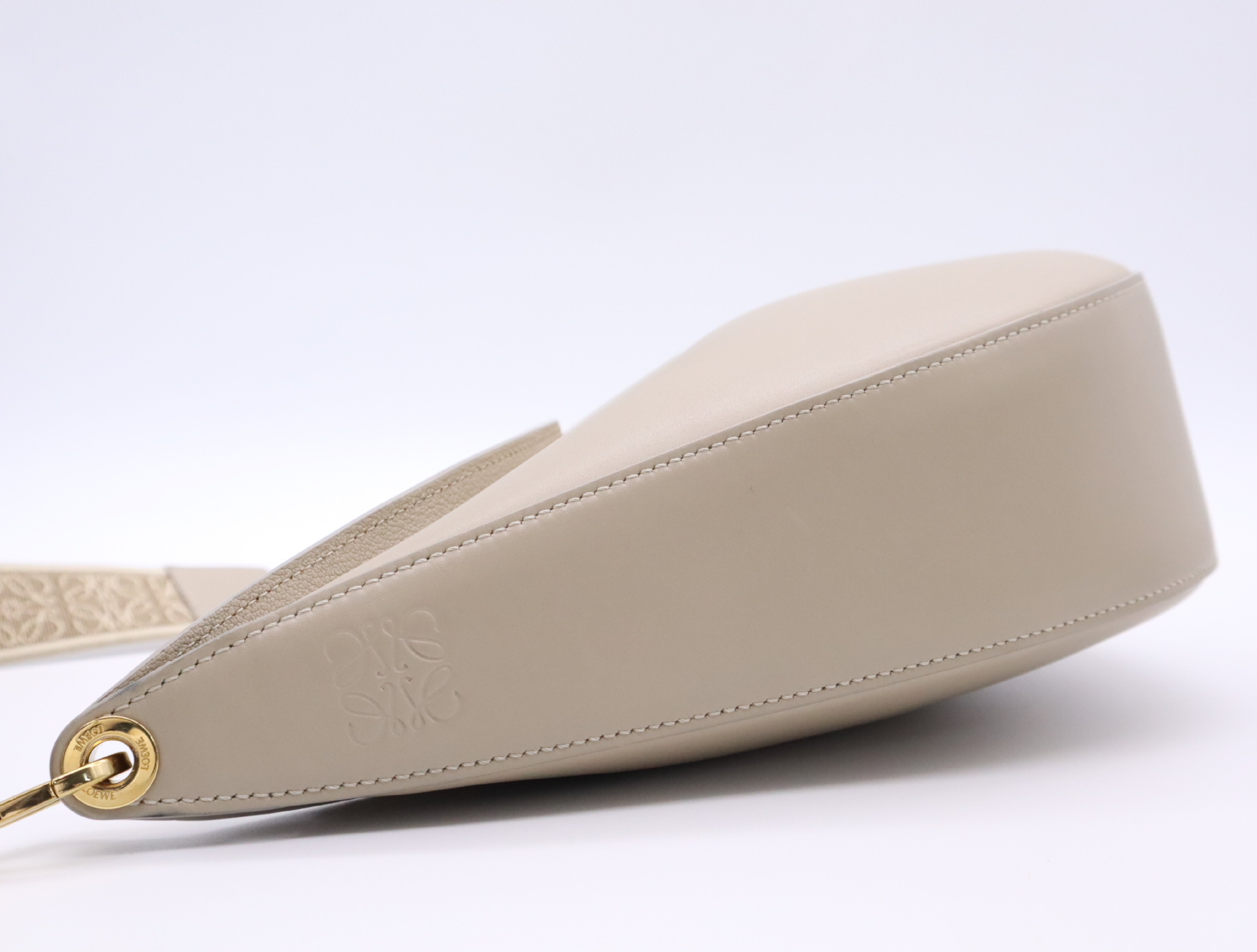 Leather Luna Shoulder Bag, Beige, with Dust Bag. — view 3