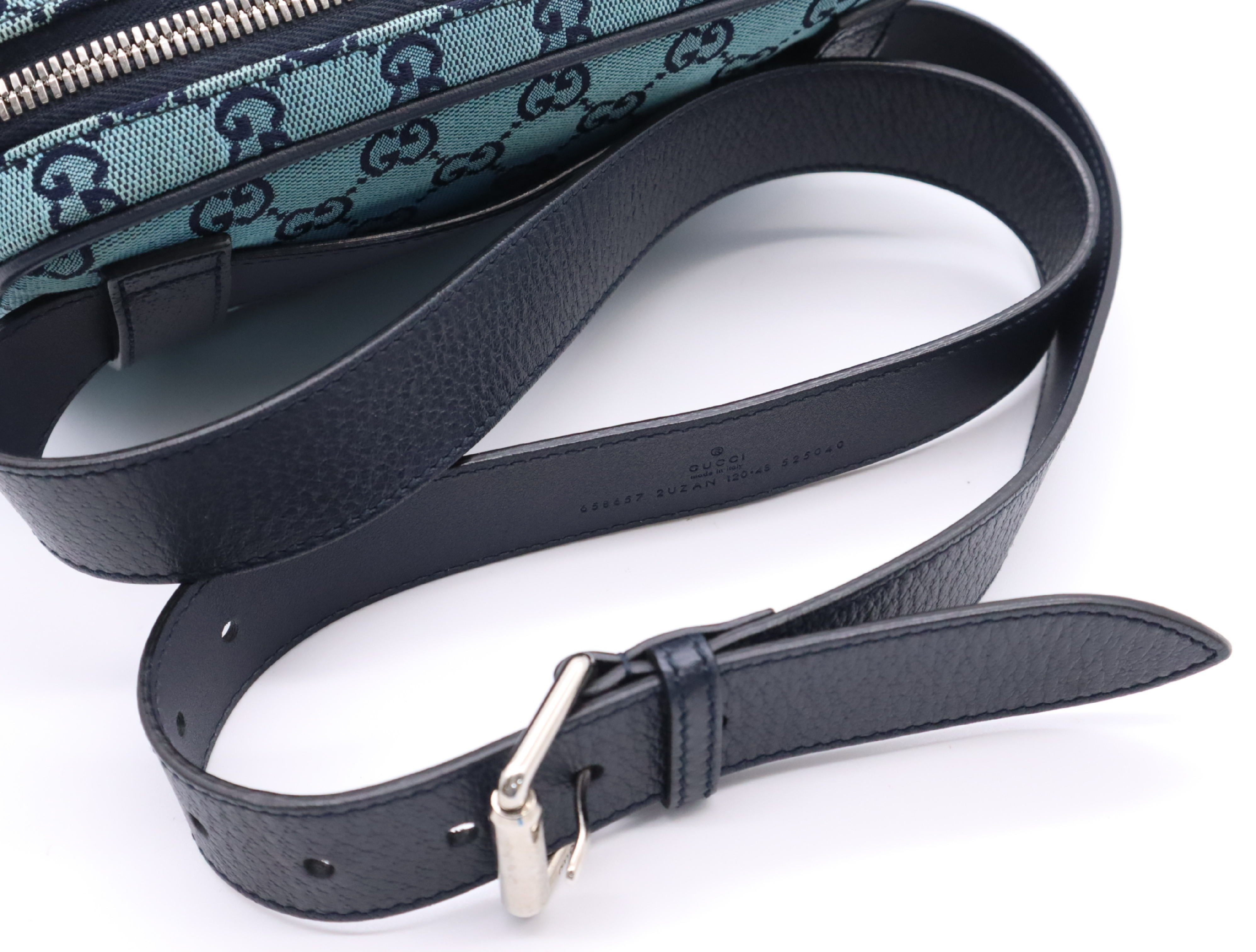 658657GG Canvas Belt Bag, Blue/Black, with Dust Bag and Box, Waist Bag — view 10