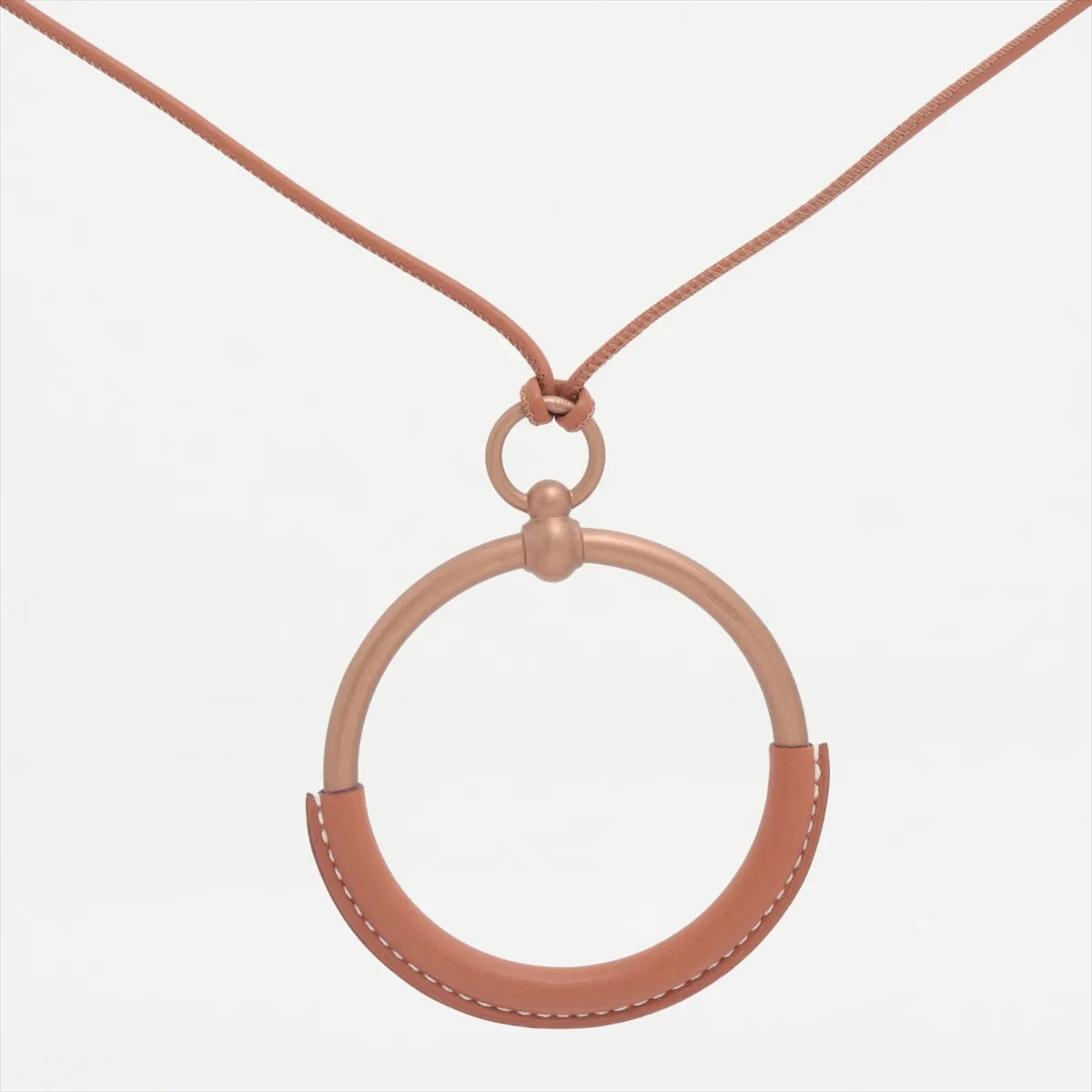 Loop Grand Necklace, Aluminum x Leather, Brown x Bronze, — view 2