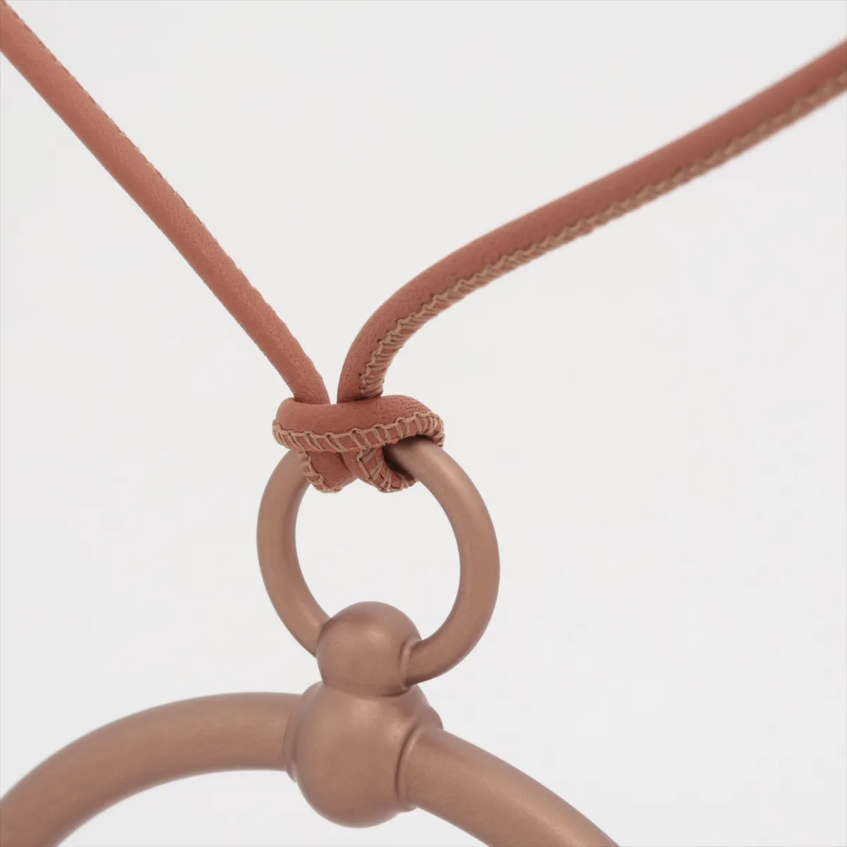 Loop Grand Necklace, Aluminum x Leather, Brown x Bronze, — view 3