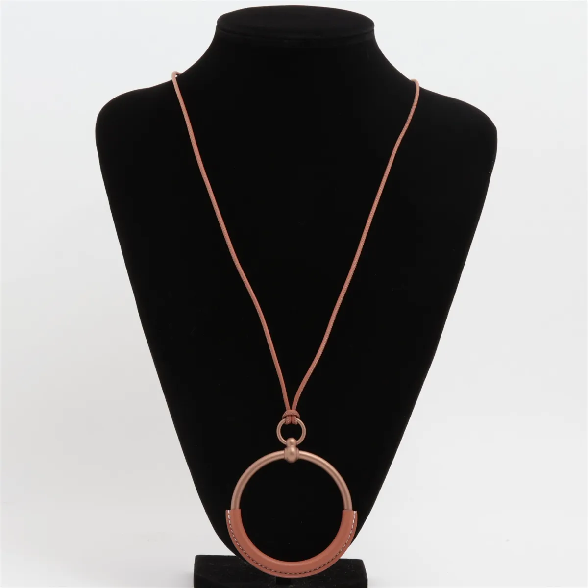 Loop Grand Necklace, Aluminum x Leather, Brown x Bronze, — view 5