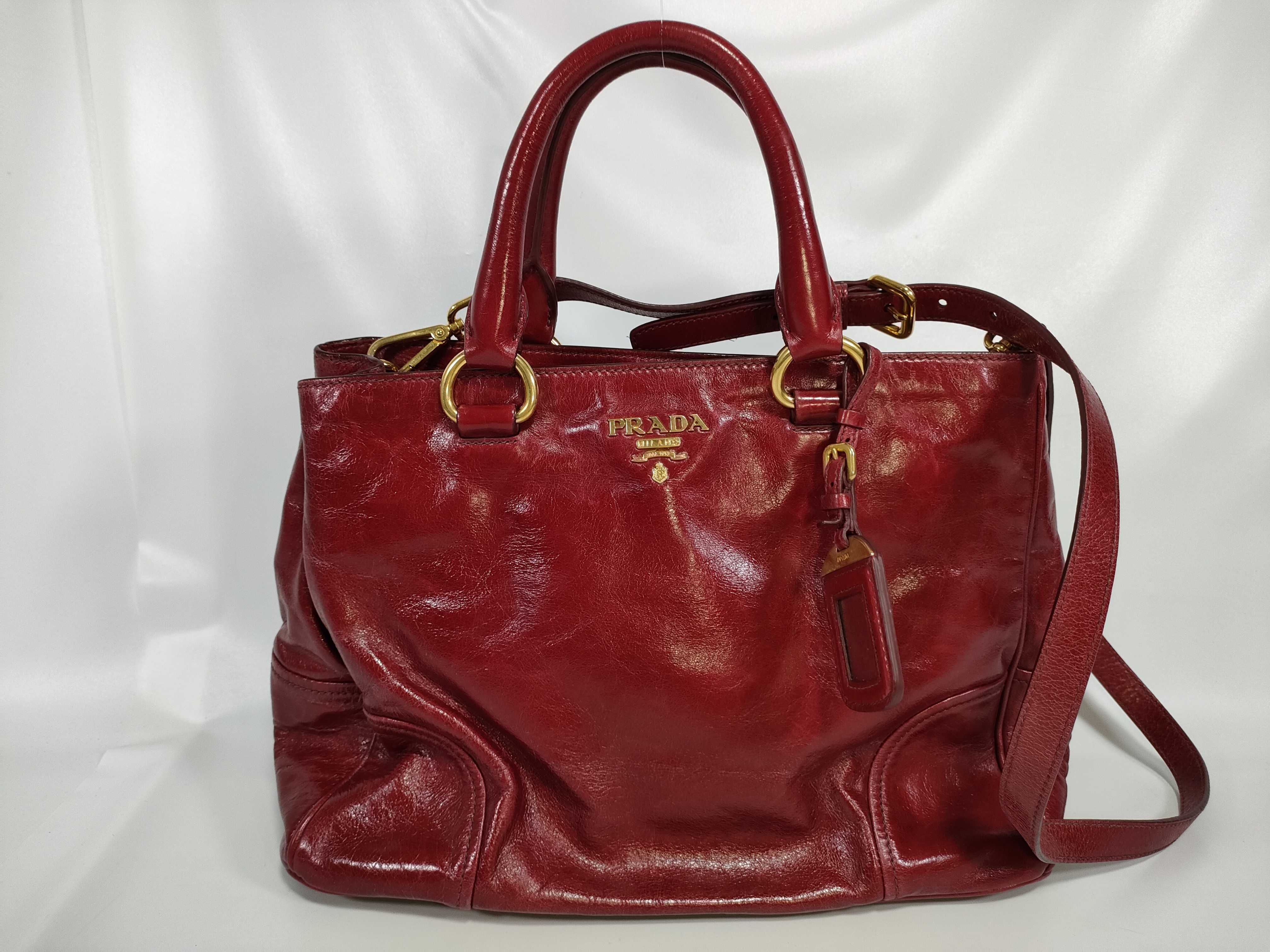 Vitello Shine Tote Shoulder Bag Burgundy BN2533 Handbag