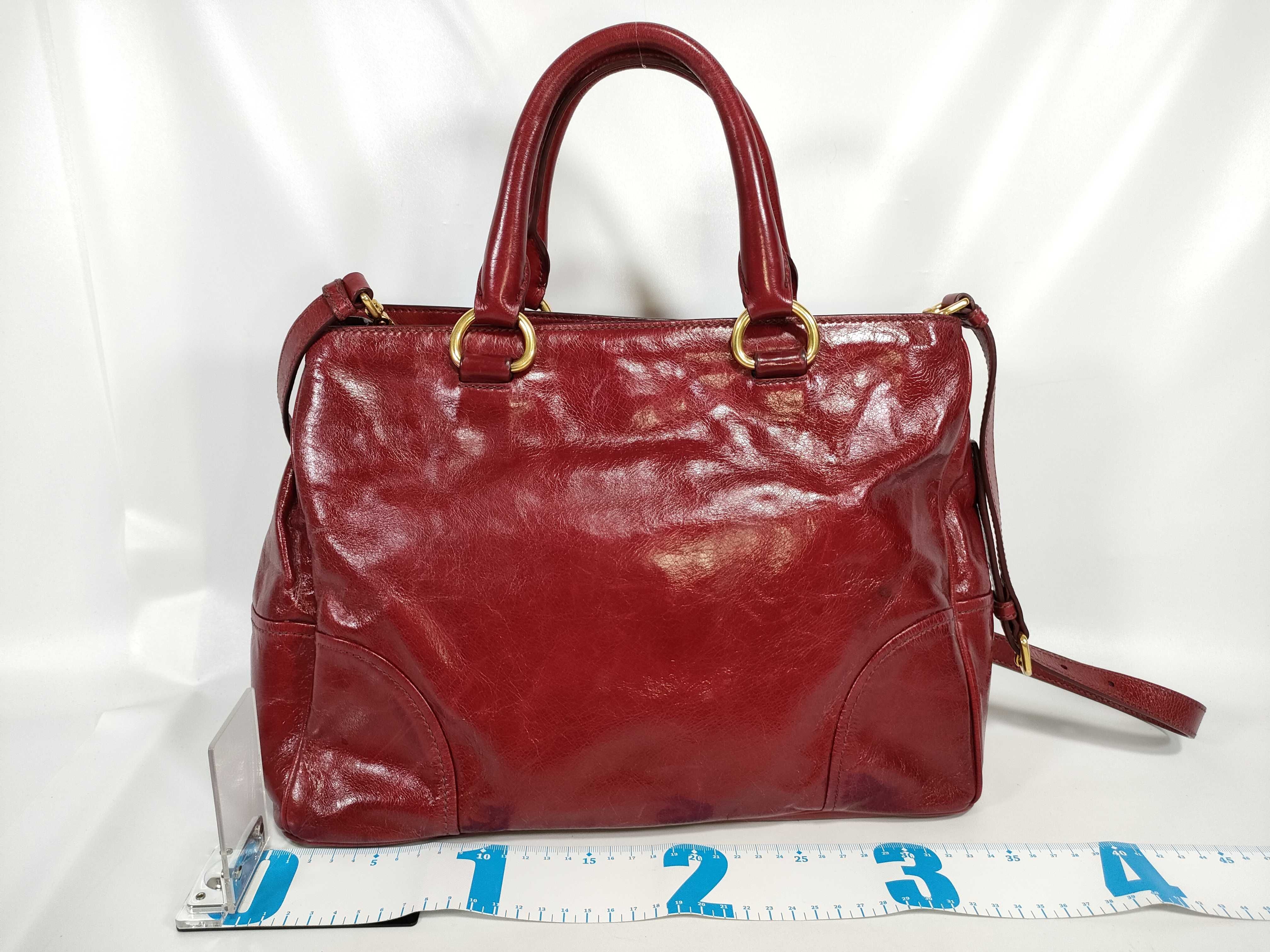 Vitello Shine Tote Shoulder Bag Burgundy BN2533 Handbag — view 2