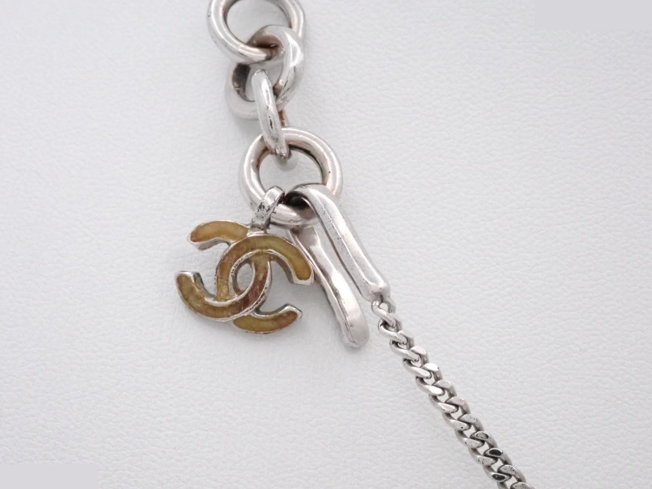 Coco Mark Clover Rhinestone Chain Necklace 04P (with box) — view 2