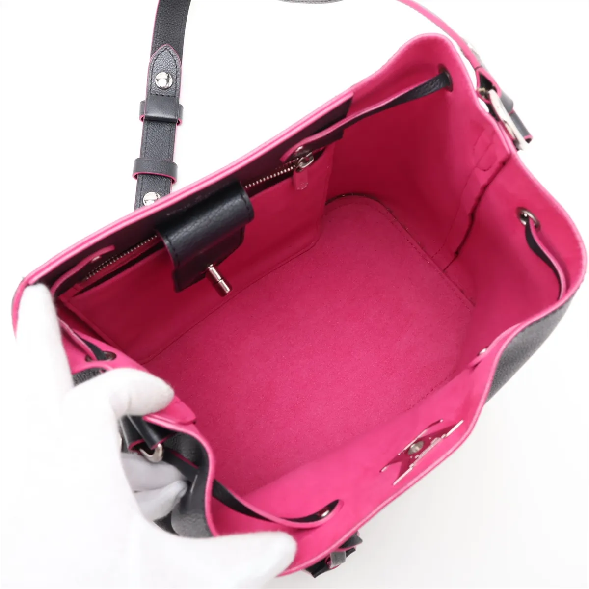 LV Logo Lockme Bucket M54677 DU0139 Black x Pink — view 6