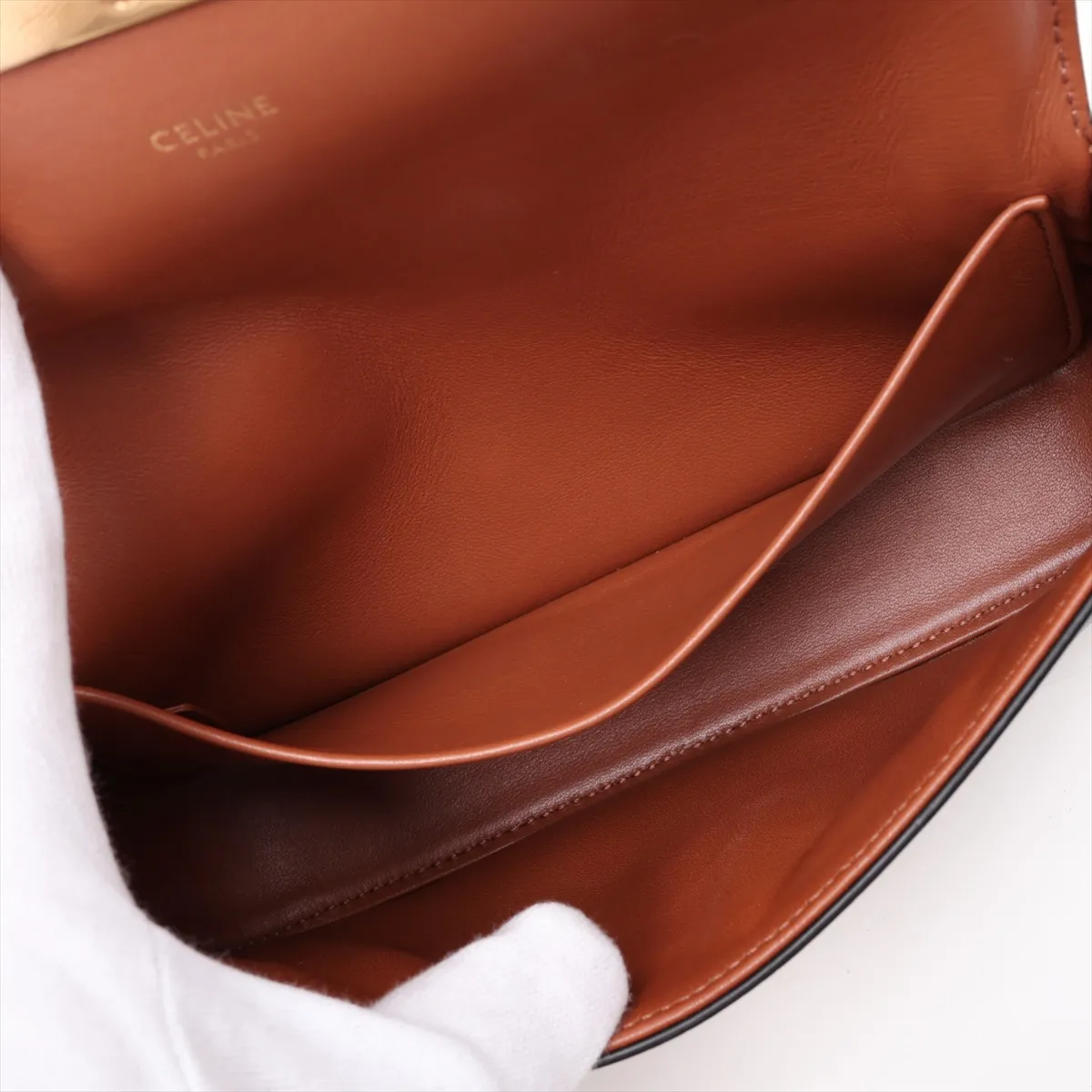 Triomphe Claude PVC x Leather Shoulder Bag, Brown — view 8