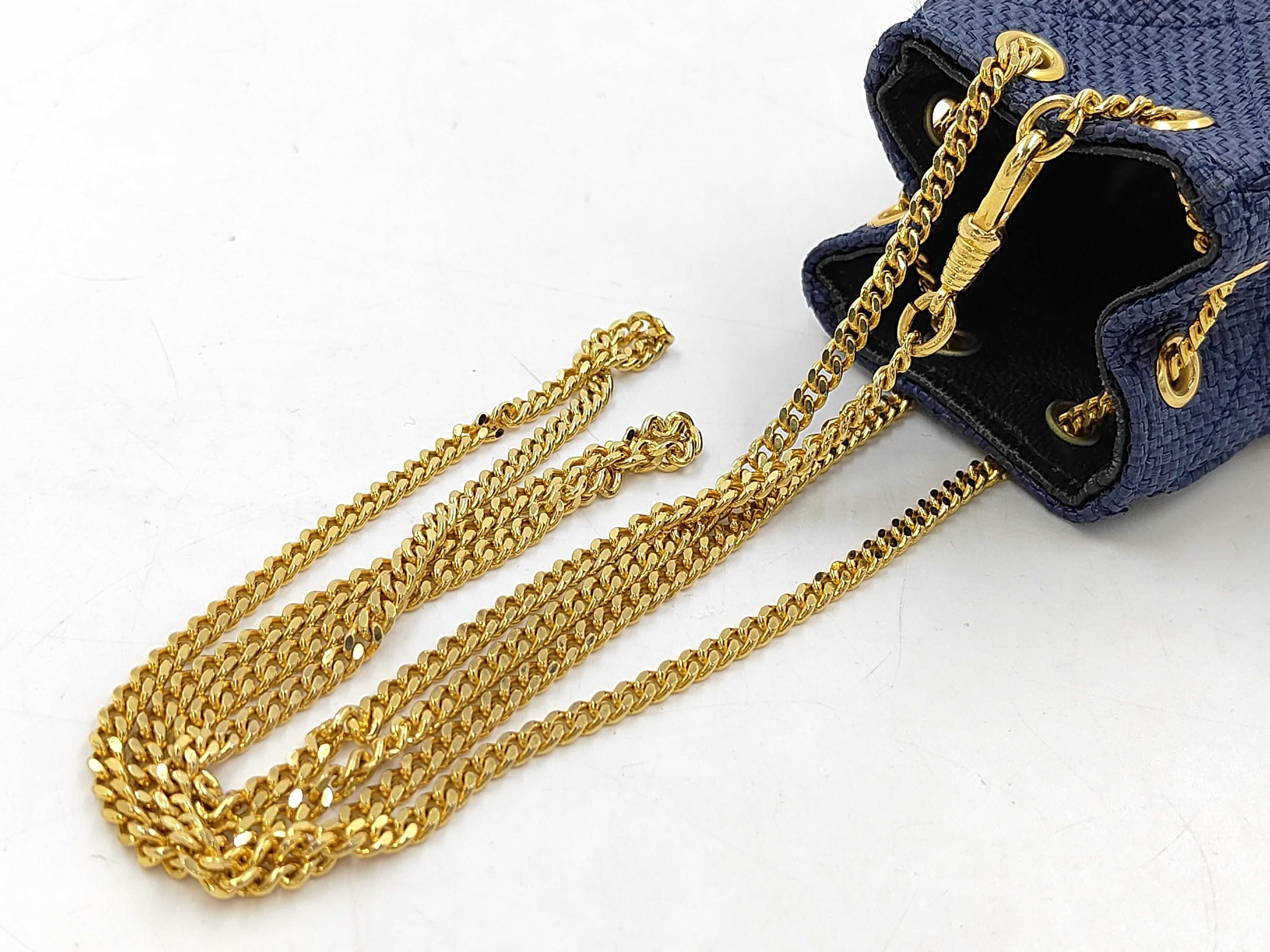 Coco Raffia Micro 1990s Vintage Navy Handbag — view 3