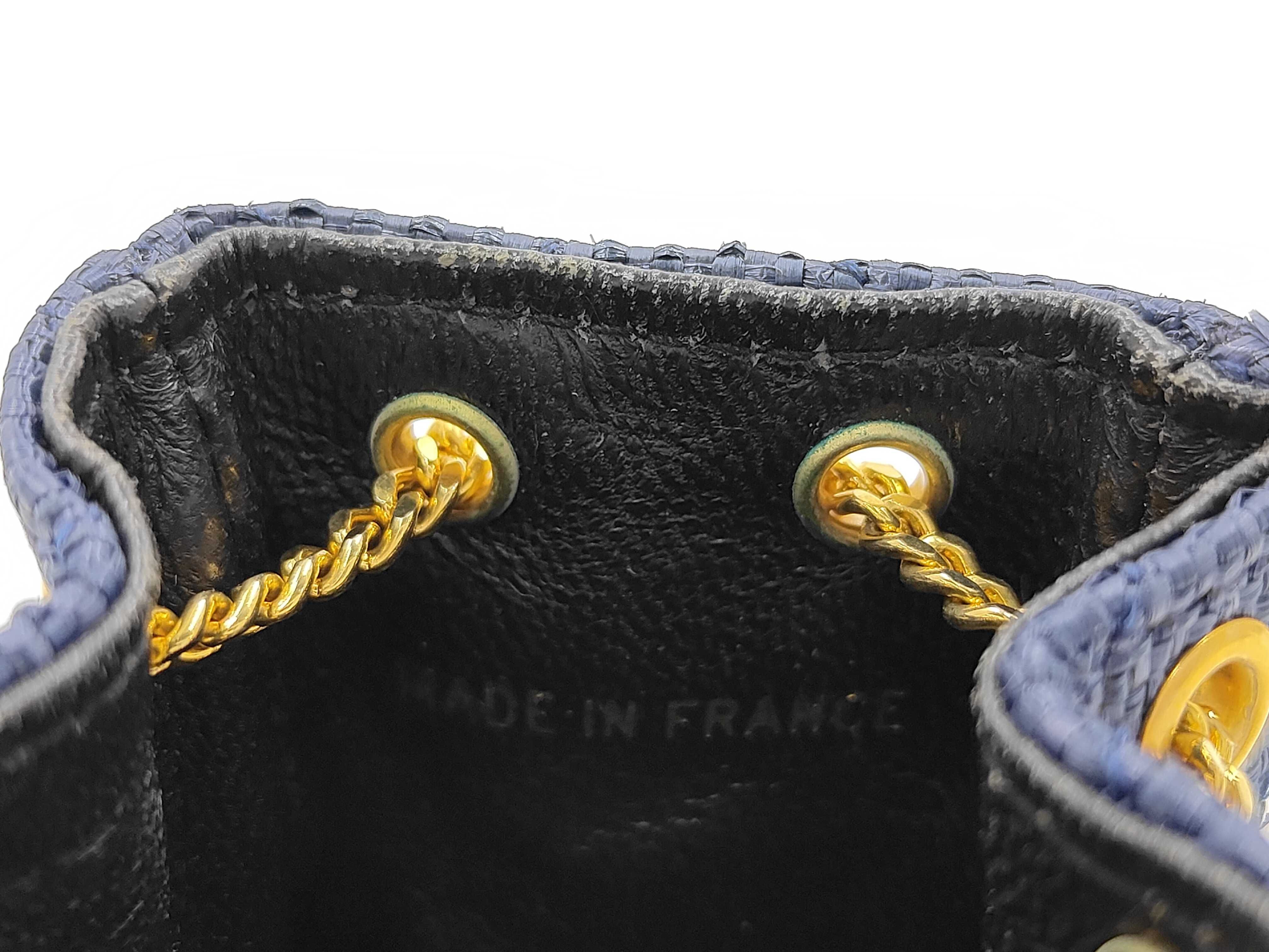 Coco Raffia Micro 1990s Vintage Navy Handbag — view 5