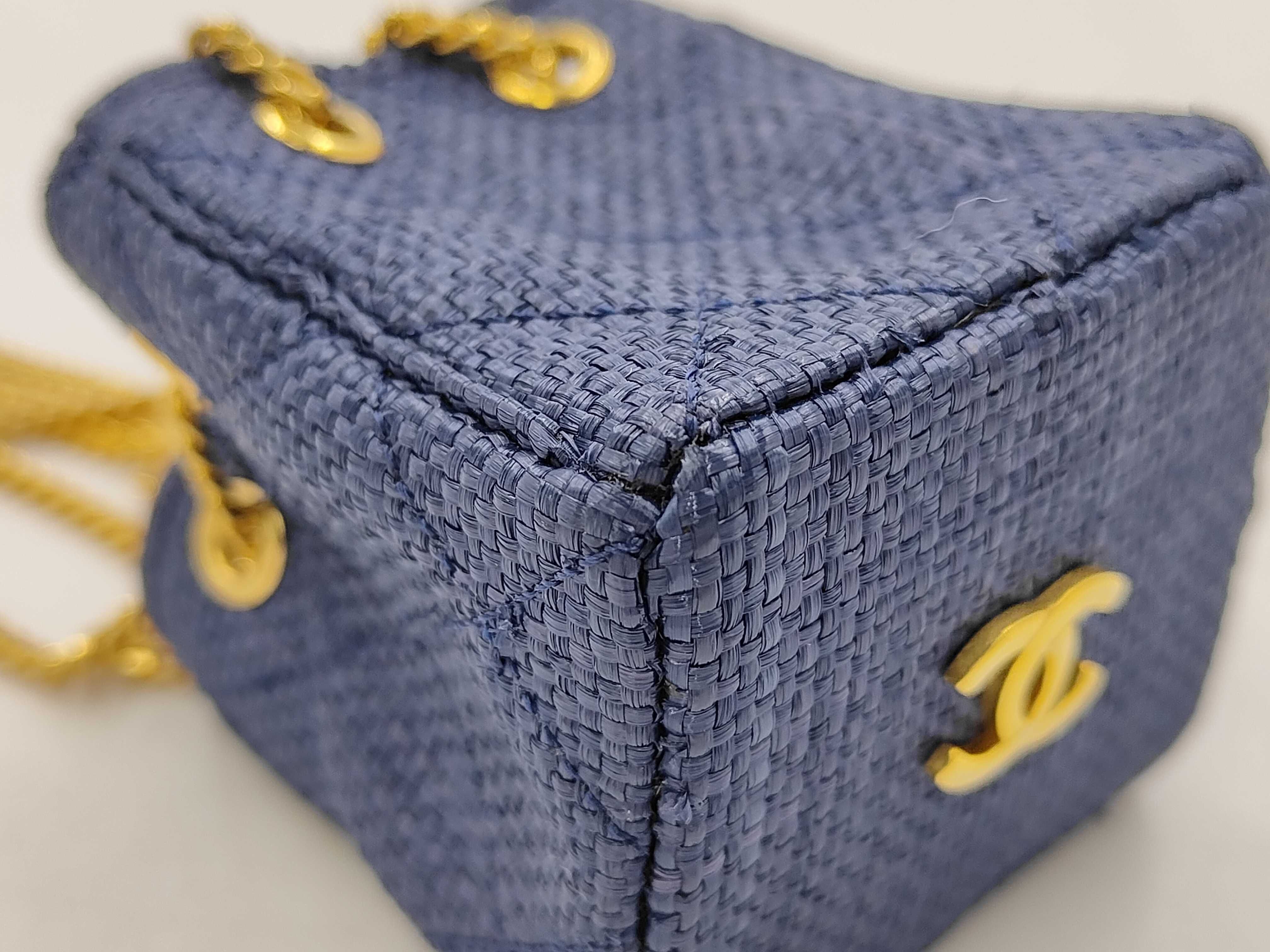 Coco Raffia Micro 1990s Vintage Navy Handbag — view 6
