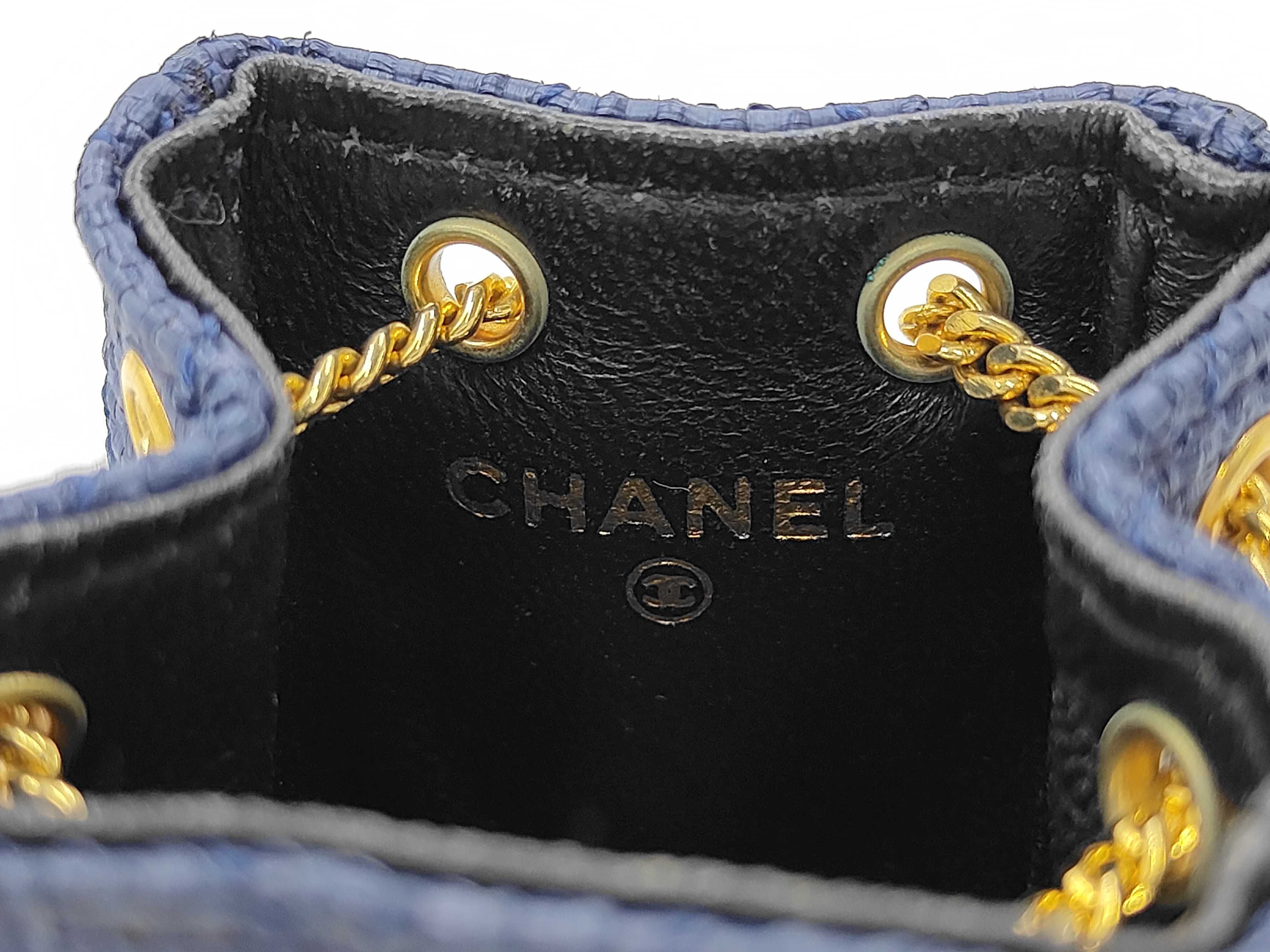 Coco Raffia Micro 1990s Vintage Navy Handbag — view 9