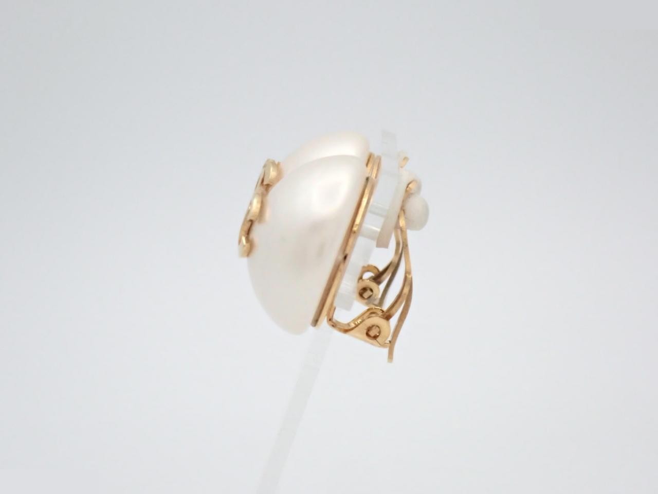 Coco Mark Earrings, GP (Gold Plated), Faux Pearl 20mm, Gold Color — view 3