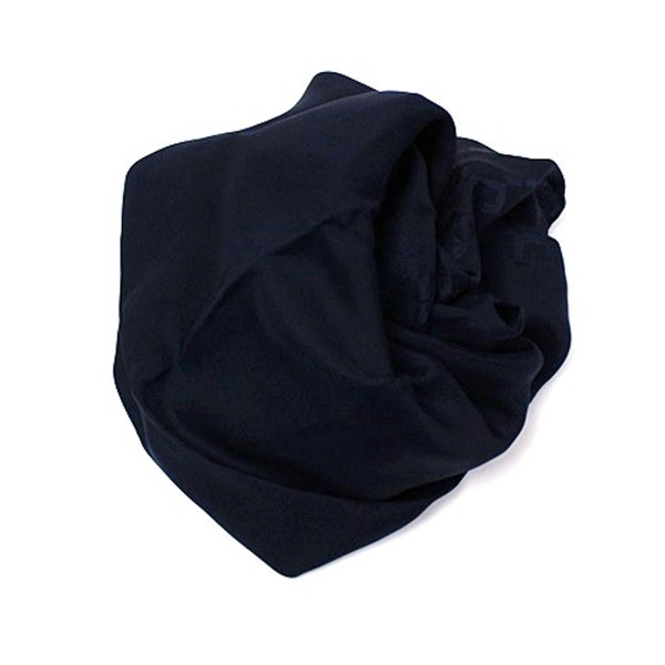 silk scarf, logo pattern, navy, with tag. — view 6