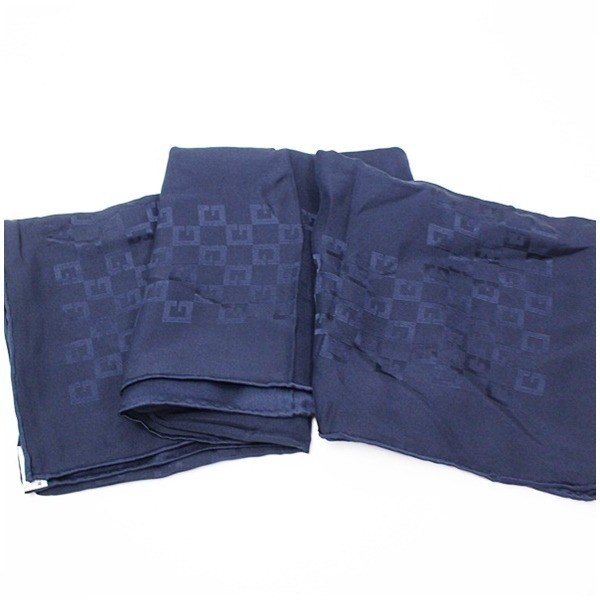 silk scarf, logo pattern, navy, with tag. — view 7