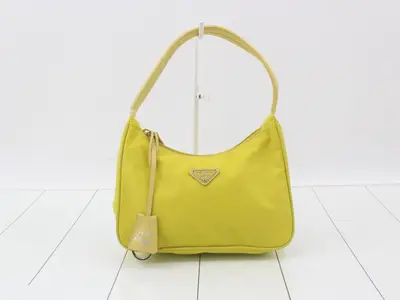 Re-edition 2000 Nylon Triangle Plate Handbag, Yellow